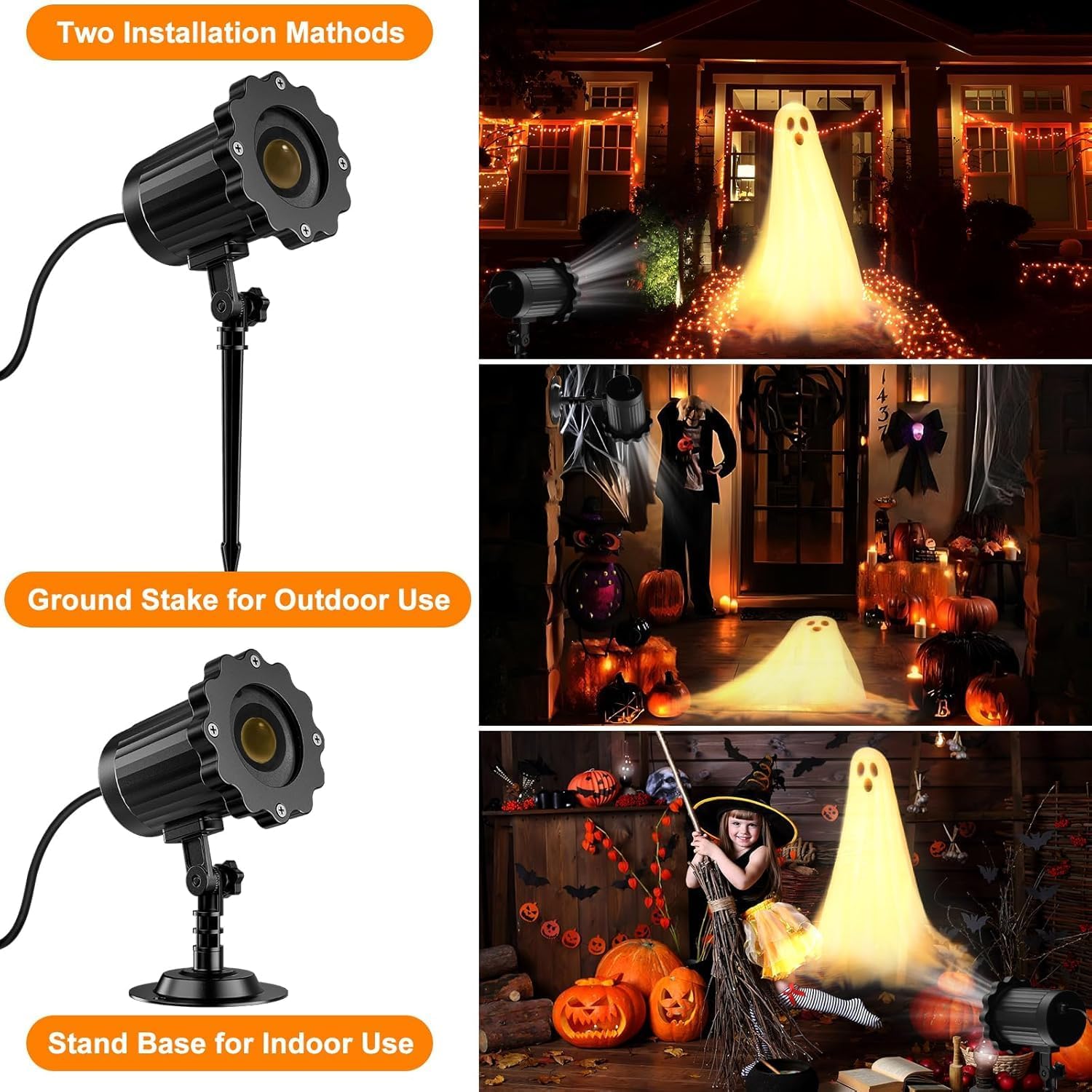 Halloween Decorations Outdoor Indoor - 3D Dynamic Halloween Projector Lights,Waterproof Holiday Light for Window