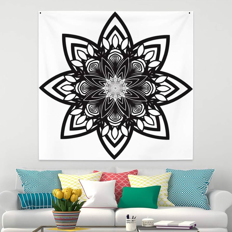 花模様　タペストリー Amazon.co.jp: Qinunipoto タペストリー 曼荼羅の花 曼陀羅の