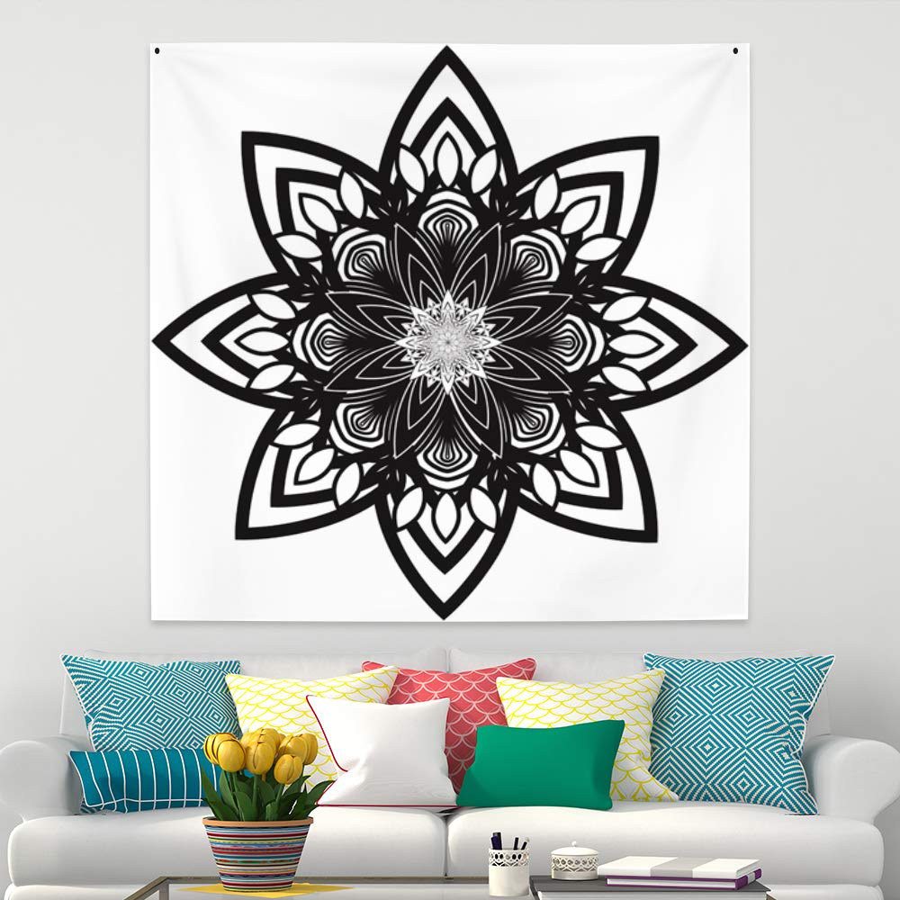 Amazon.co.jp: Qinunipoto タペストリー 曼荼羅の花 曼陀羅の模様 黒