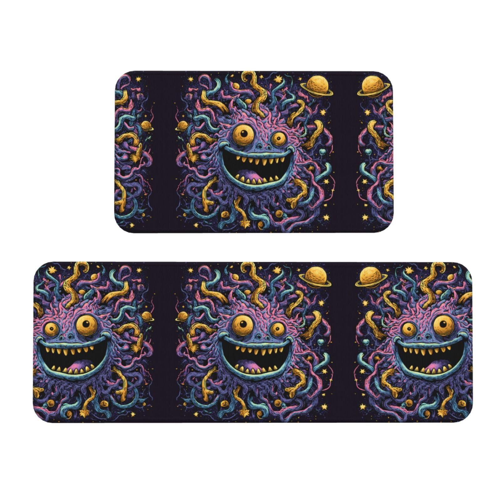 Alfombrillas de cocina antideslizantes Dopamine Smiling Monster, juego de 2 que evita resbalones