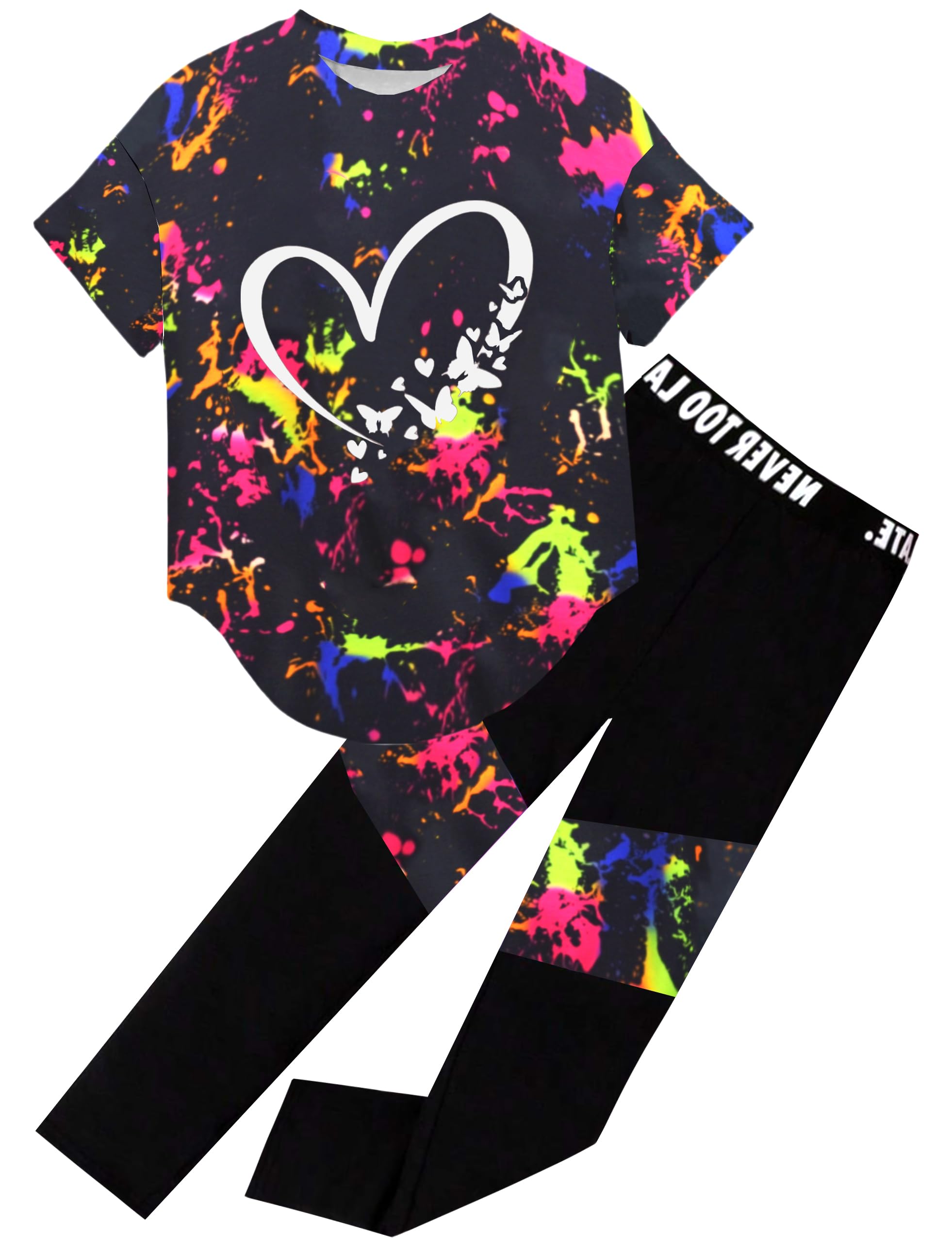 Girls 2 Piece Outfits Tie Dye Clothes Leggings Pants Set 4-13Y