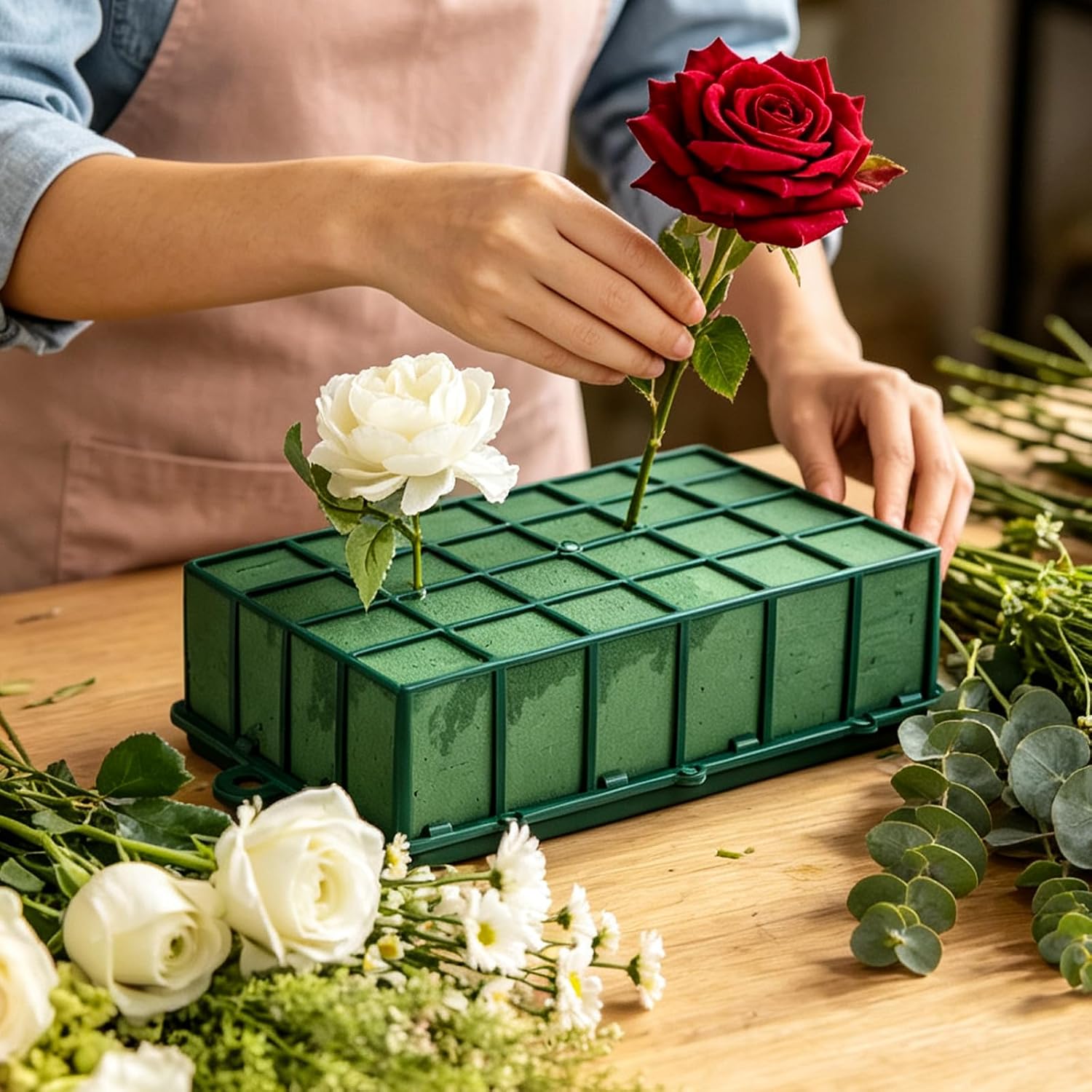 LEOKU 4 PCS Floral Foam Cage, 12.80" x 7.09" x 3.35", Flower Cage Holder