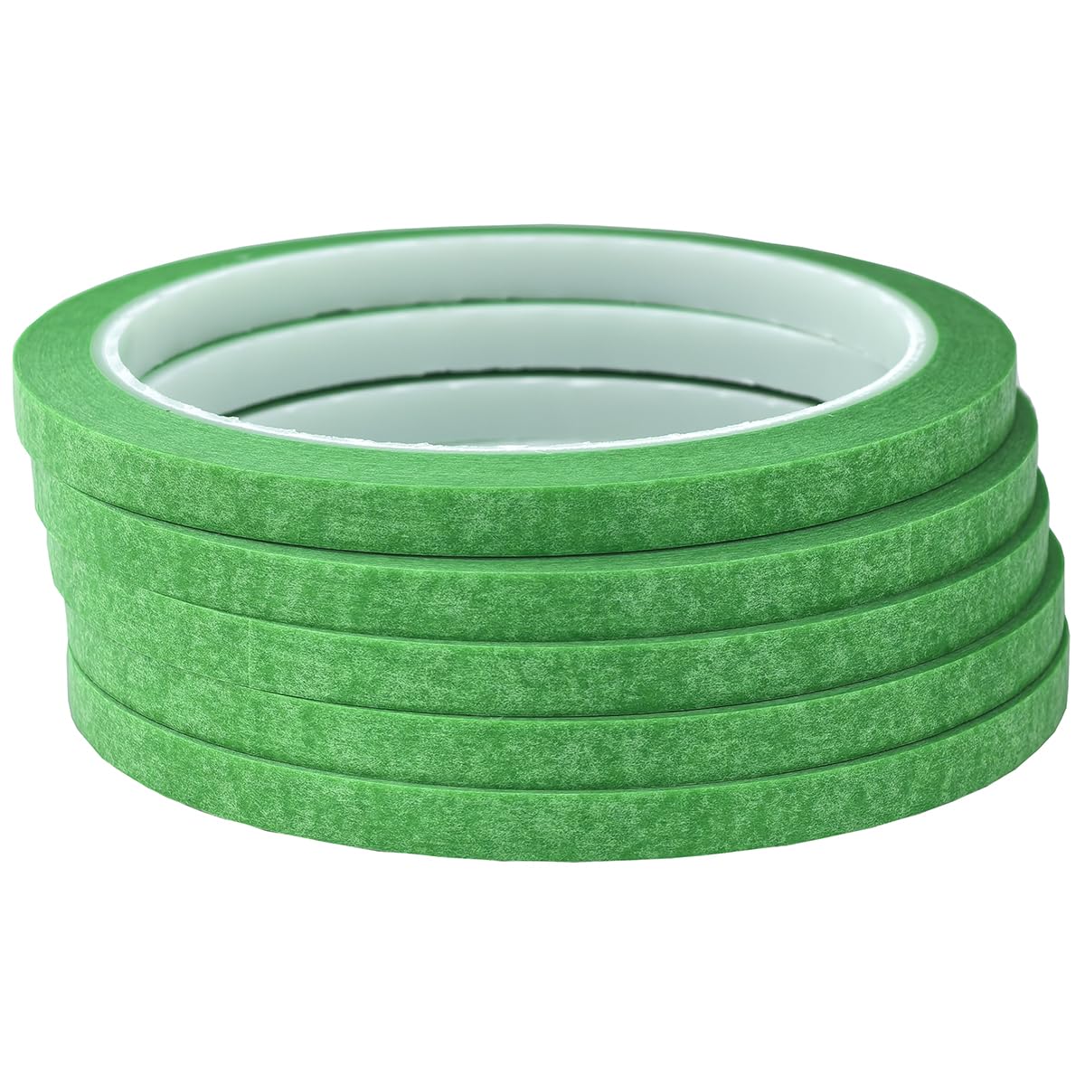 JINBING Washi Paper Masking Tape Art Tape for DIY Nail Arts Drawing Pattern Making Painters Tape 1/4 Inch x 27 Yard 5Rolls (Green)