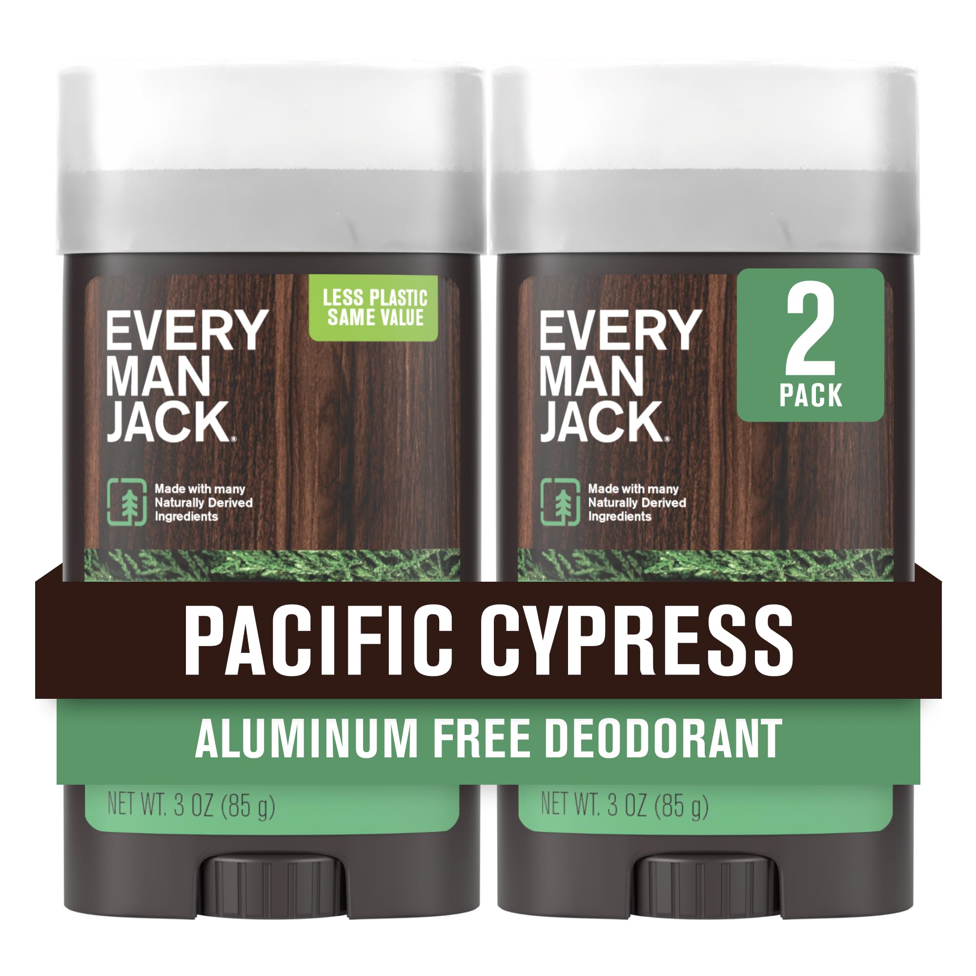 Pacific Cypress Men’s Deodorant - Stay Fresh with Aluminum Free Deodorant For all Skin Types - Odor Crushing, Long Lasting, with Naturally Derived Ingredients - 3oz (2 Pack)
