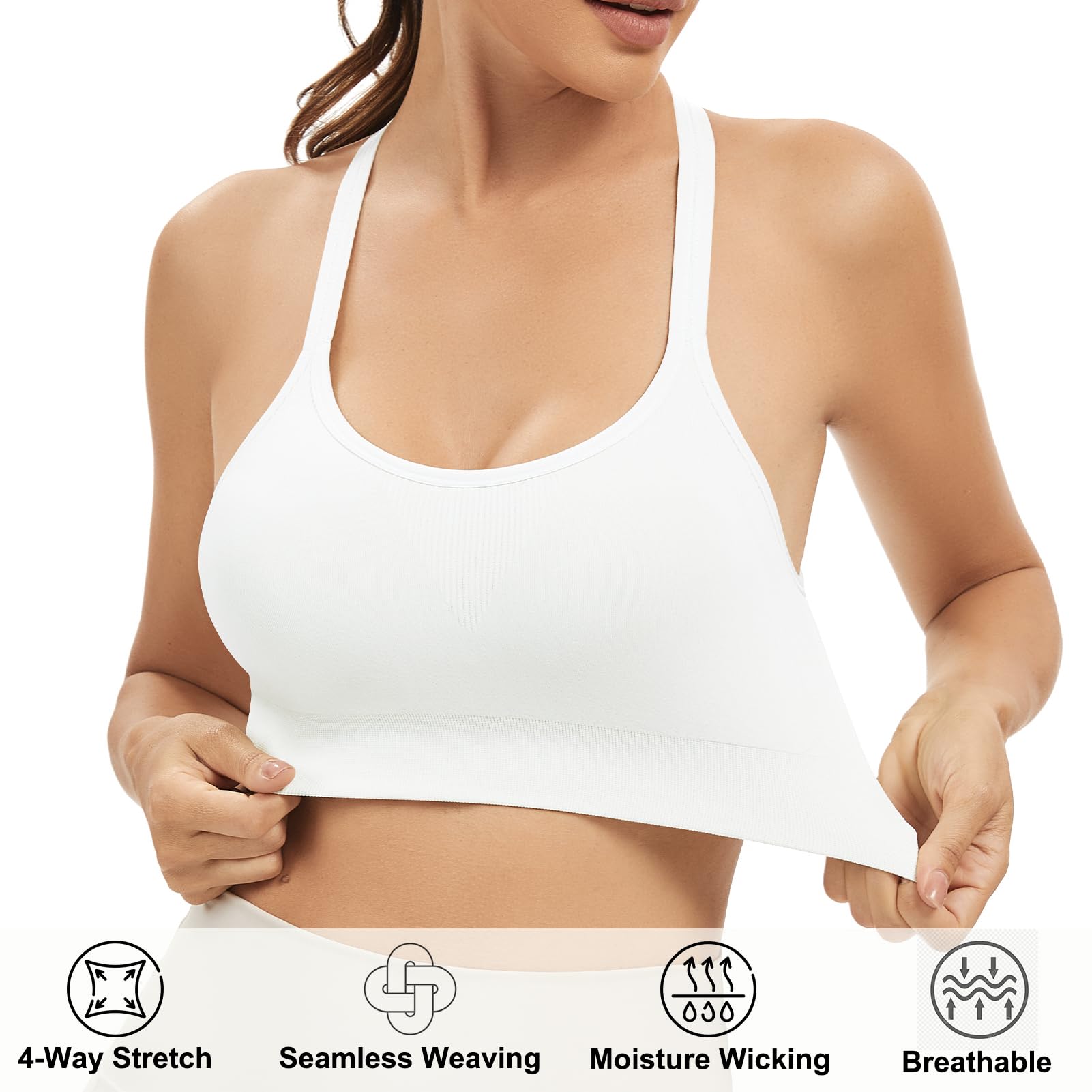 Biustonosze sportowe typu racerback dla kobiet niewyściełany biustonosz treningowy bezszwowy joga siłownia fitness top