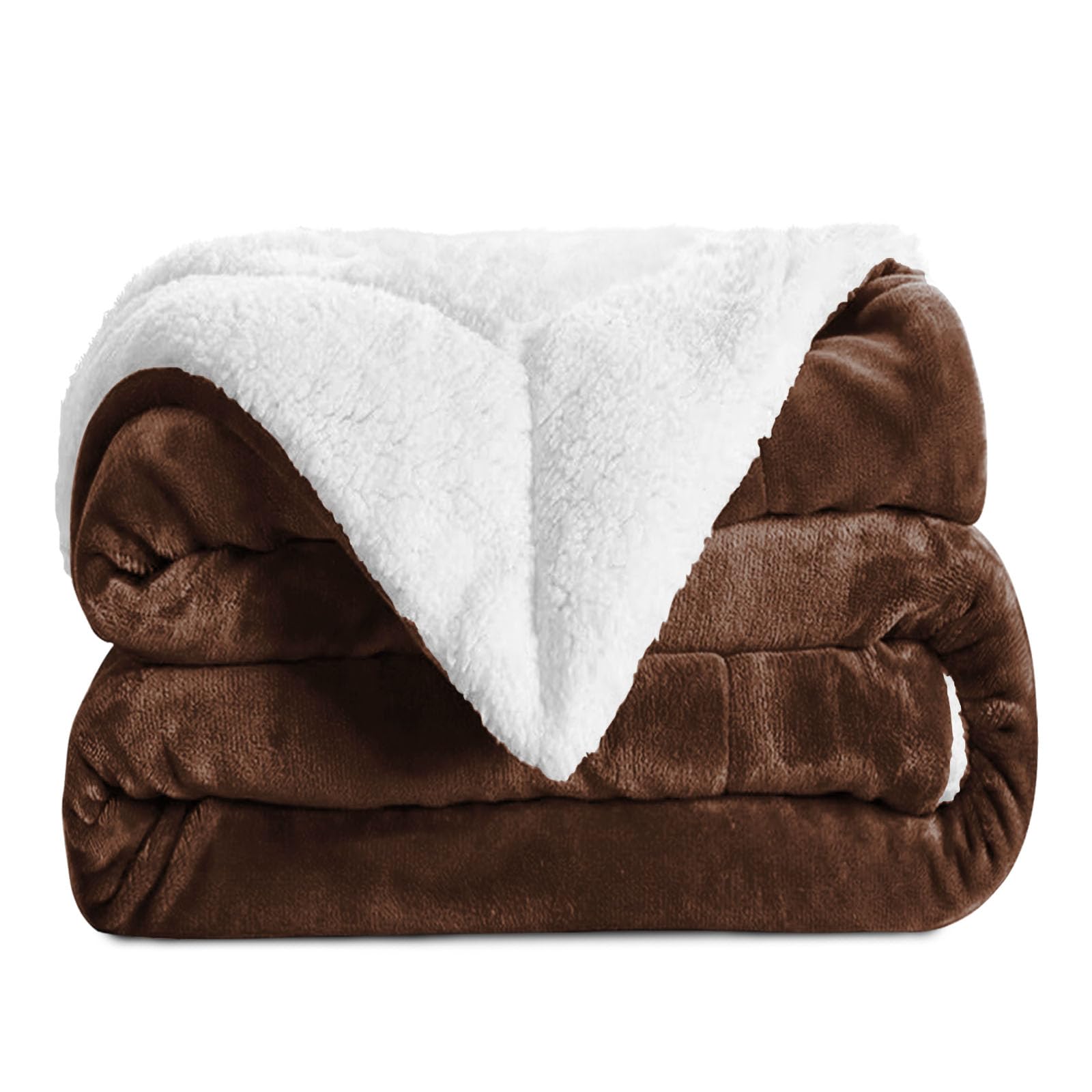 Aspire Homeware Coffee Sherpa Fleece Blanket Reversible Plush Soft Fluffy Fleece Blankets Thick Bed Throws Microfiber Throw For Sofa (, Super King (230 X 270 Cm))
