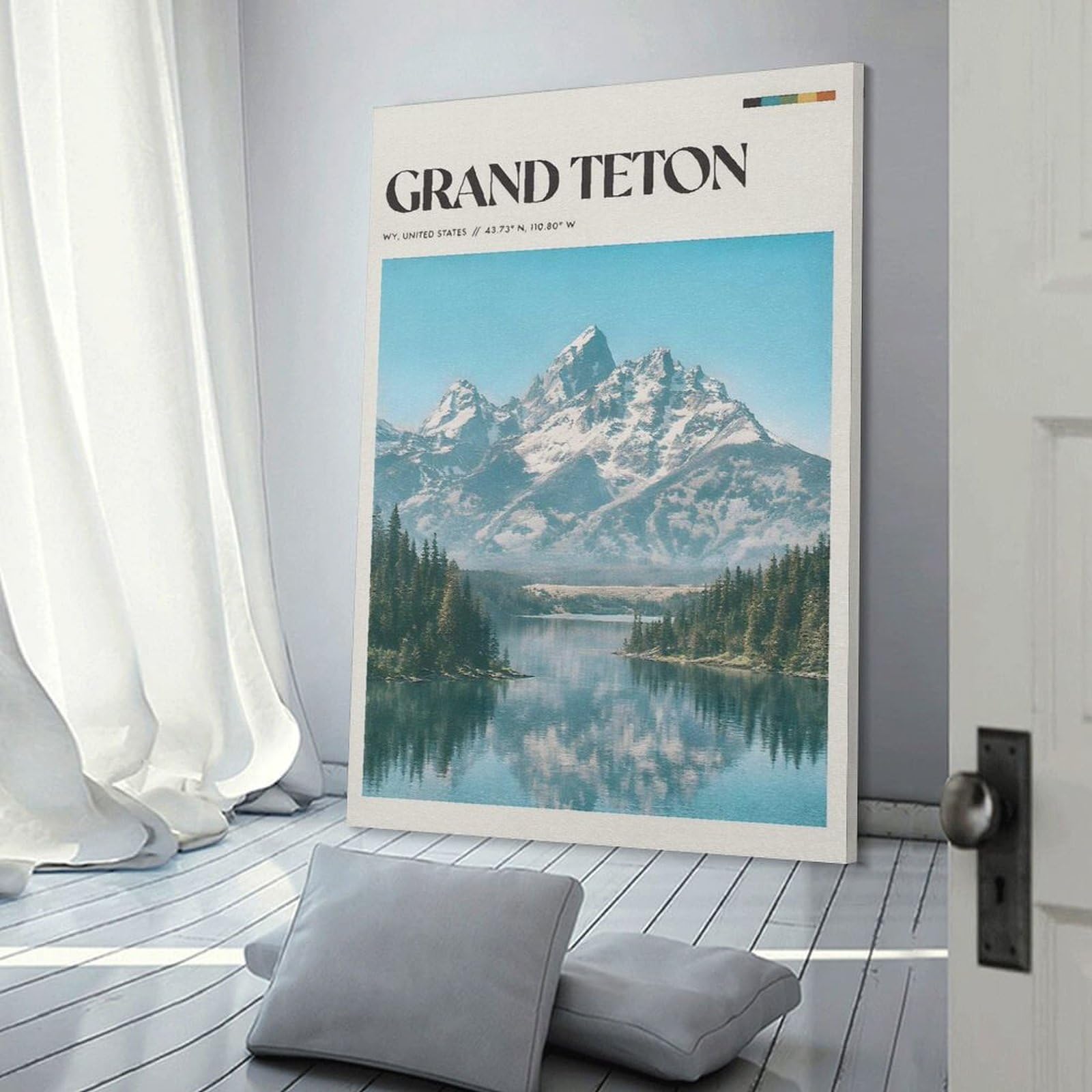 Junmoney Grand Teton National Park Canvas Wall Decor 08x12inch(20x30cm), for Calm Bedrooms, Home Corners Or Flats, A Warm Accent for Relaxed Interiors