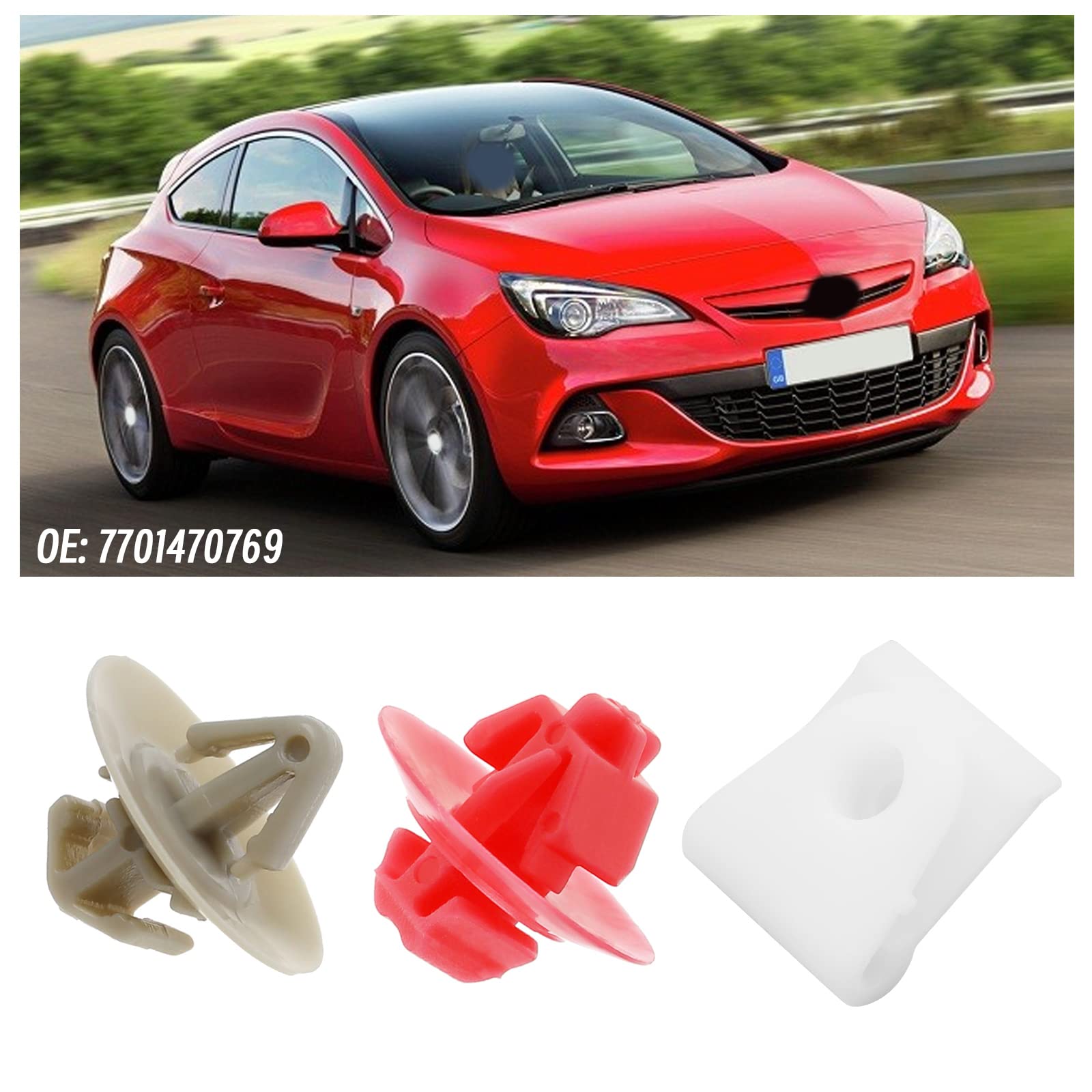 Lot De 48 Attaches Moulure Porte 7701470769 – Clips Gris Rouge Blanc – Compatible Vauxhall Opel – Fixation Extérieure Solide
