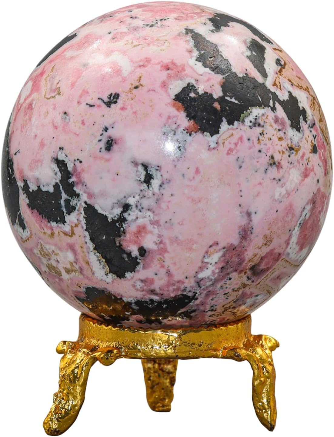 Rhodochrosite Crystal Polished Sphere, 55mm, Healing Stone Chakra Energy Ball for Meditation, Spiritual Balance & Home Decor