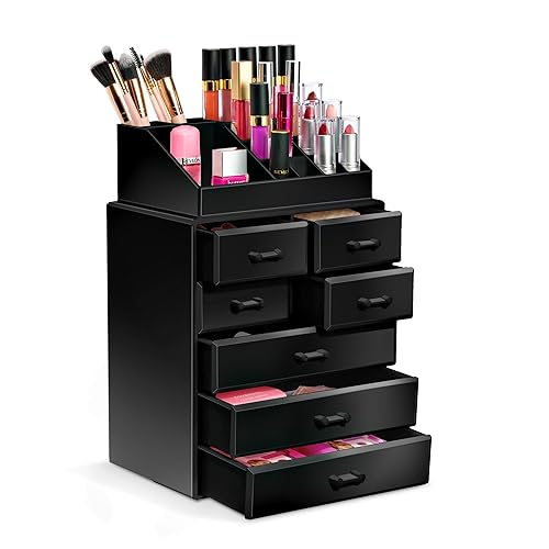 Makeup Organizer, Brush Holder and Make Up Storage Drawers -