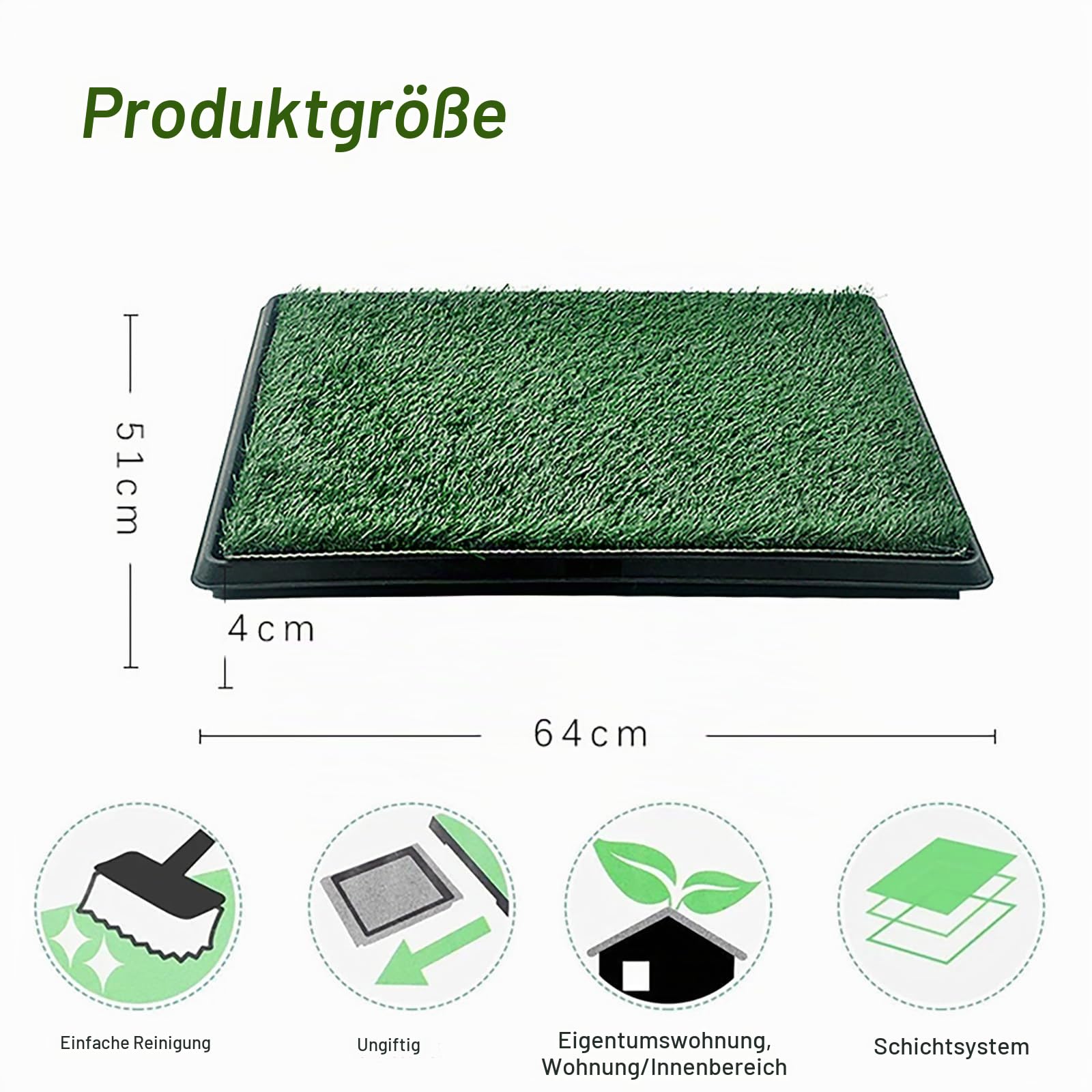 Hundetoilette Wohnung,Hundeklo,Hundeklo Für Zuhause,Töpfchentrainingsmatte Mit Urintrennwand,Mit Ausziehbarem Tablett,Leicht zu Reinigen,Ideale Indoor-Outdoor-Toilette für Hunde (64 x 51 cm)