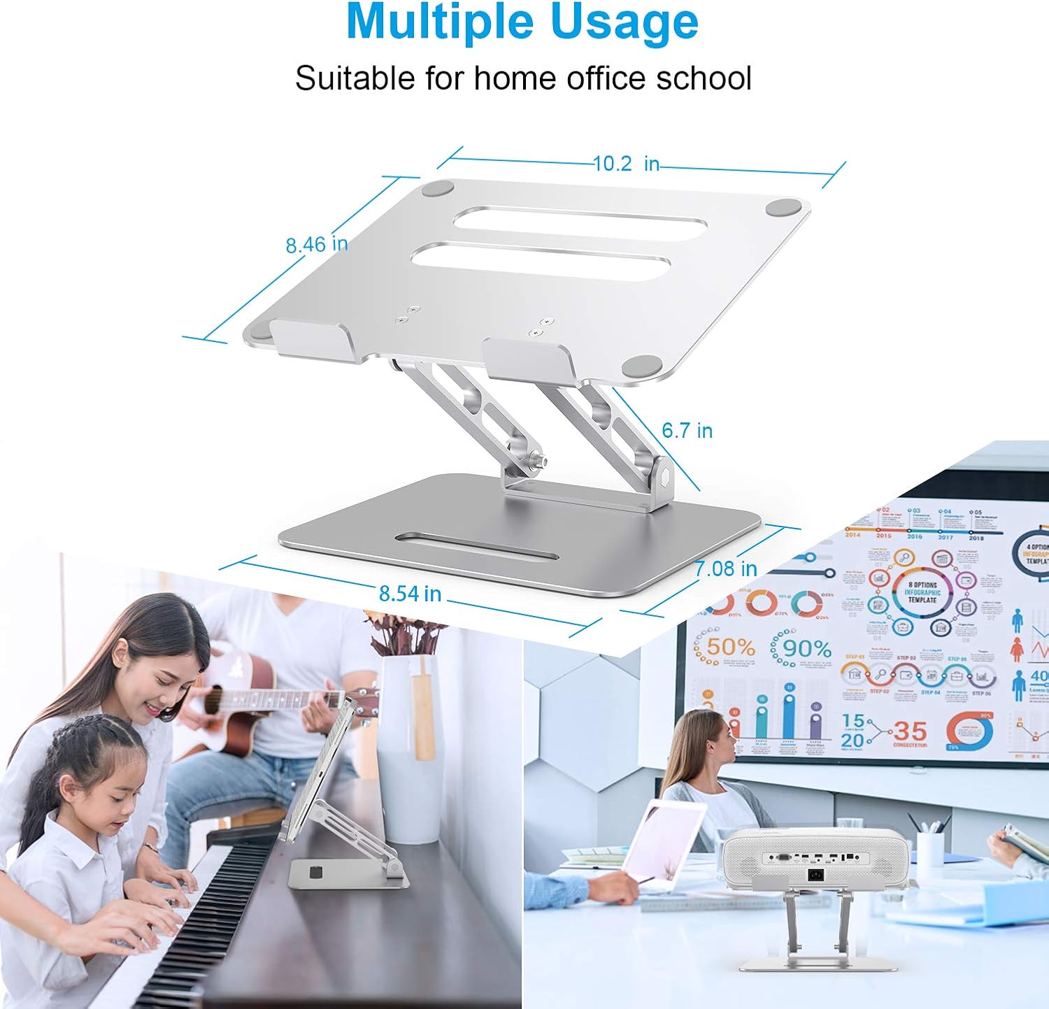 Big Sale Adjustable Laptop Stand, Cshidworld Laptop Holder, Notebook Holder Stand with Heat-Vent, Computer Stand Notebook Aluminum Stand Desk for Laptop up to 17 inches, Compatible for MacBook Pro, Surface