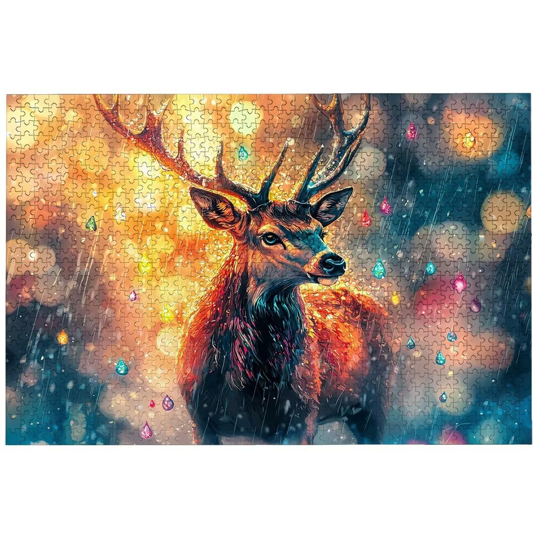 Puzzle 3000 elementów jelenia, 3000 elementów puzzli dla dorosłych, gra koncentracyjna, 122 x 81 cm duże drewniane puzzle do dekoracji domu, gra logiczna ze zwierzętami dla całej rodziny, prezent dla