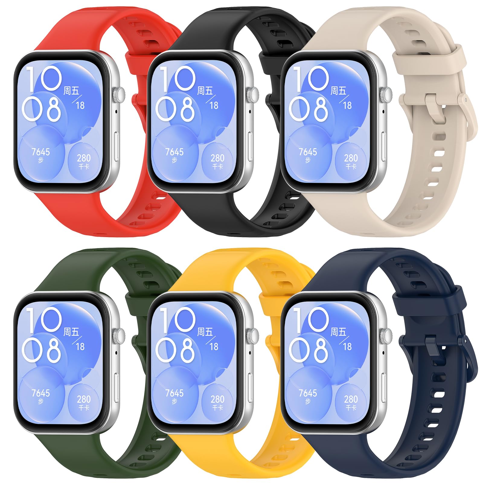 BDIG Pack of 6 Wristbands Compatible with Huawei Watch Fit 3 Women Men, Silicone Sport Replacement Strap Compatible with Huawei Watch Fit 3