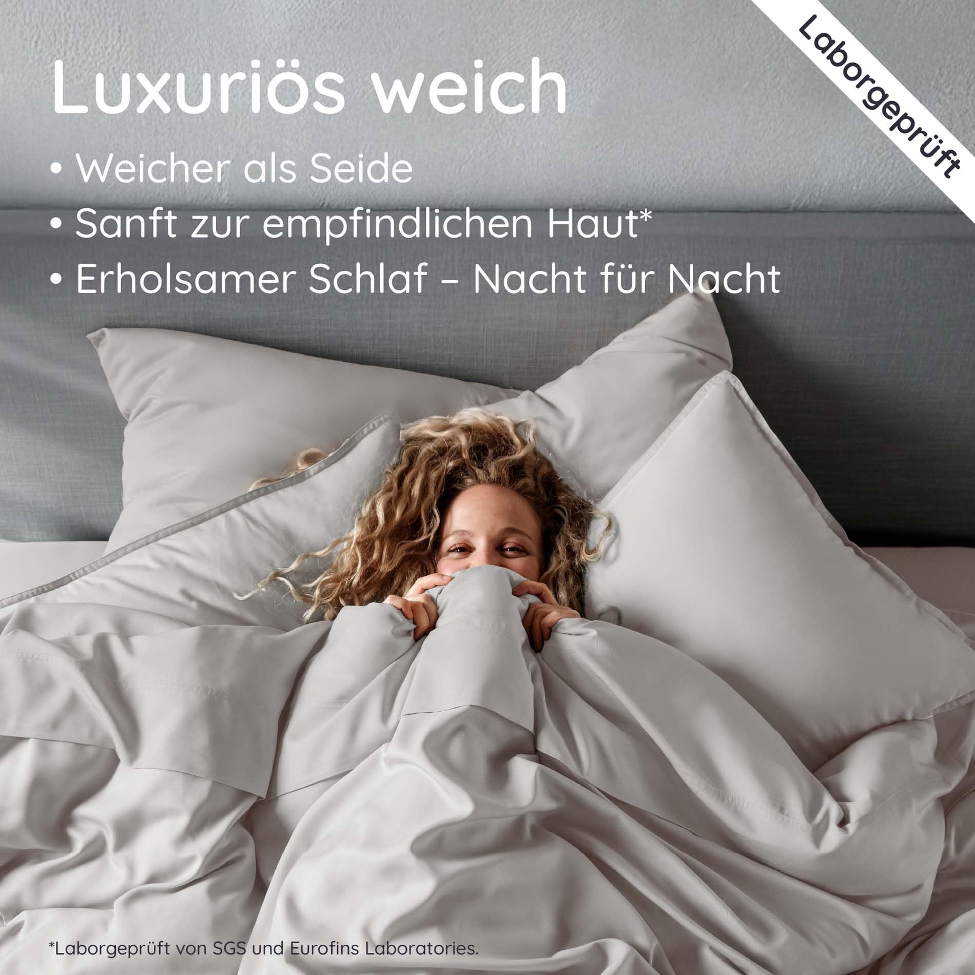Bambaw Kühlende Bettwäsche Bambus 135x200 cm, 2-Teilige Set (Hellgrau)