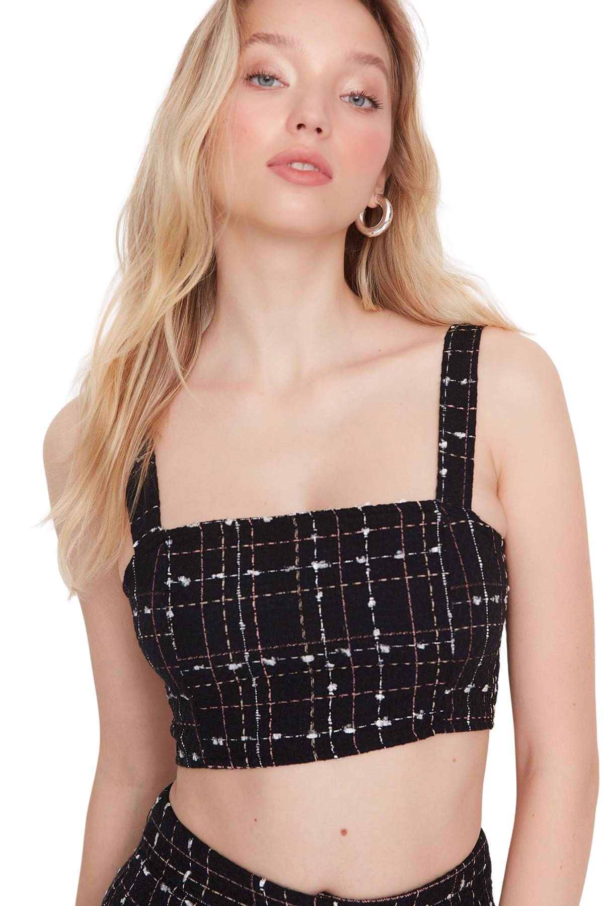 Trendyol Women Regular Basic Square Collar Woven Blouse Black