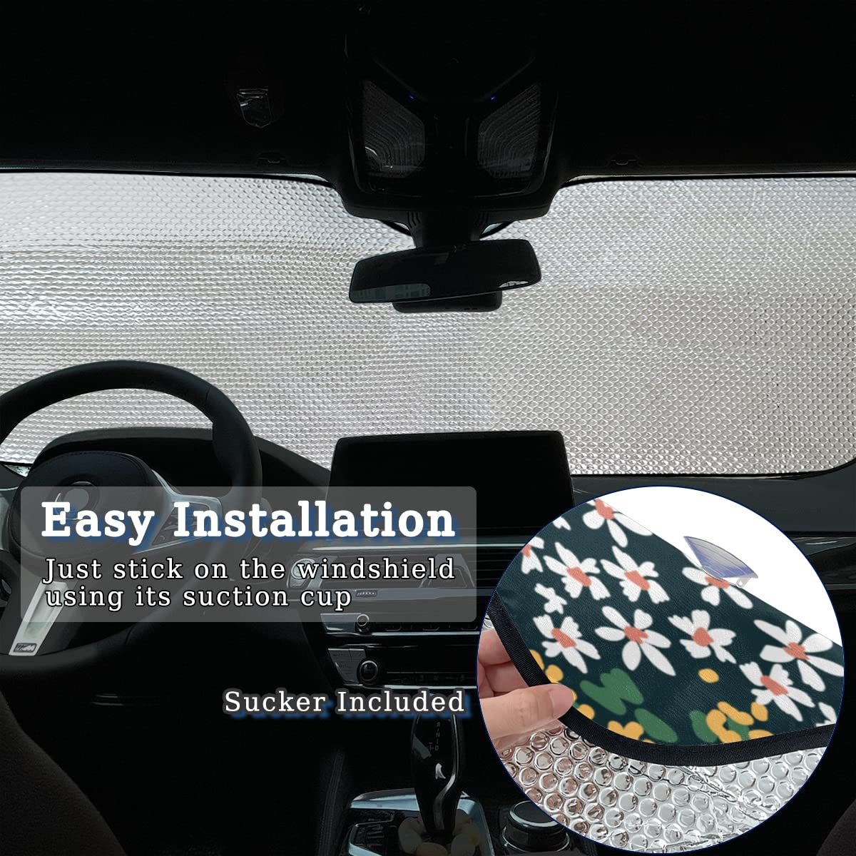 Dujiea - Parasol Para Ventana Delantera De Coche, Colibrí Y Las Flores, Plegable, Protector De Visera Para