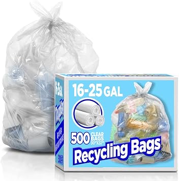 ToughBag 16-25 Gallon Clear Trash Bags, 30’ x 37’ - 10 Microns Thick (500 Count) - 16 Gallon Trash Bags, Commercial Trash Bags & Liners - Made in USA