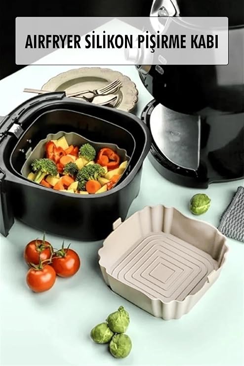EWS Bütün Airfryer'lere Uyumlu Krem Silikon Pişirme Kabı