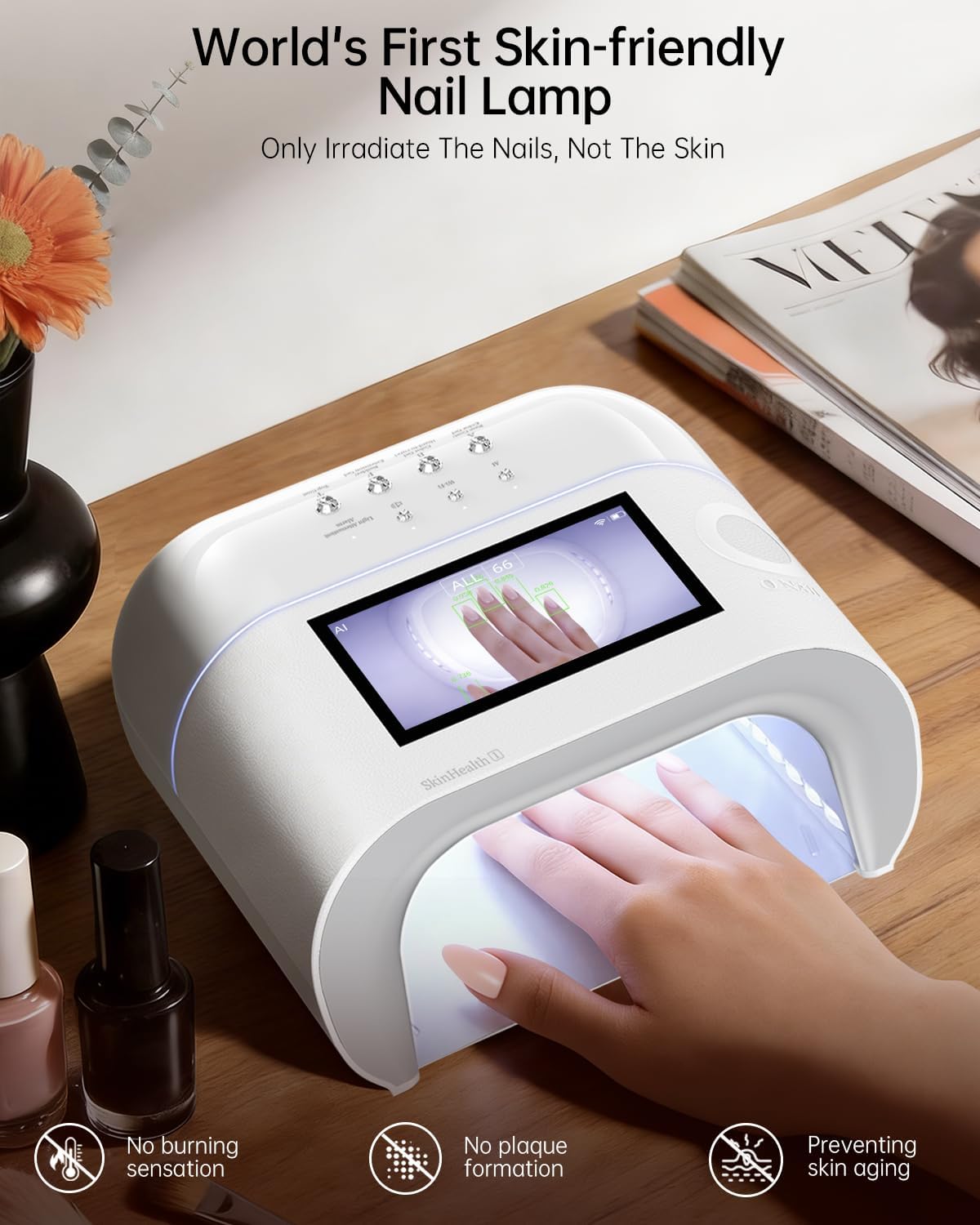 AI Health Best Nail Lamp-O NAIL AI Precision Scan,Reduce Excess UV Skin Damage-2in1 AI Computer&Nail Dryer with HD Visible Screen,109 LEDs 2X Faster Curing,Nail Curing Lamp for Salon and Home