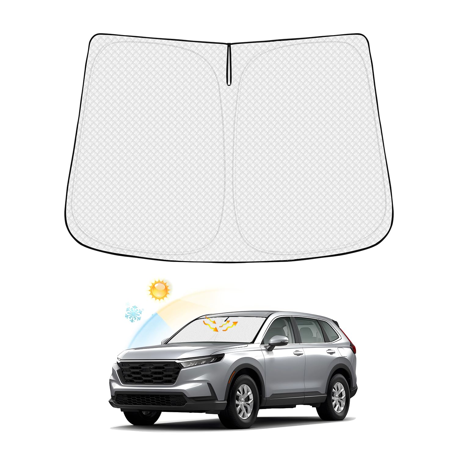 Canvcle Windshield Sun Shade for Honda CR-V 2023-2025 2026 CRV Accessories Thicken 6-Layer Front Window Sunshade Cover Sun Visor Protector Foldable Block UV Rays Keep Vehicle Cool