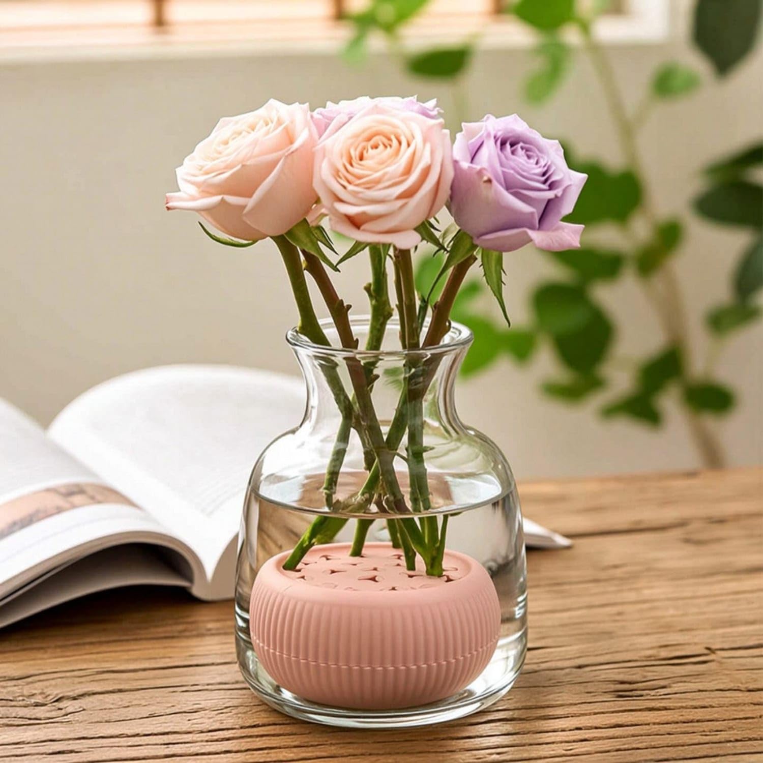 BPABPA-Safe Flower Stem Holder Reusable Silicone Flower Holder Flexible Slim for Hobbyists, Florists, Table Arrangements, Home Decor, Blue, L-image-1