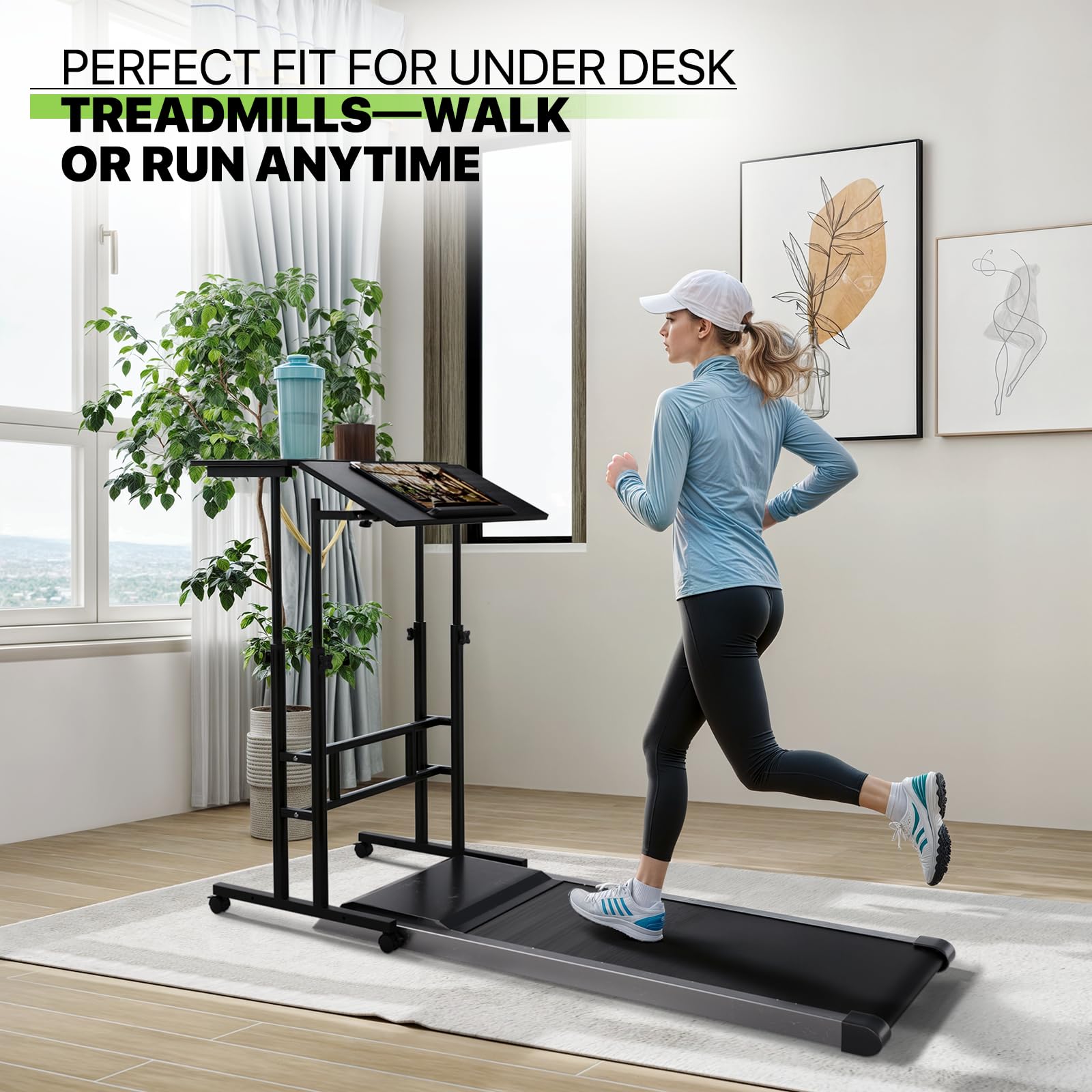 Magshion Standing Desk with Wheels Height Adjustment from 28 to 46 Sit to Stand Up Mobile Computer Desk — view 4