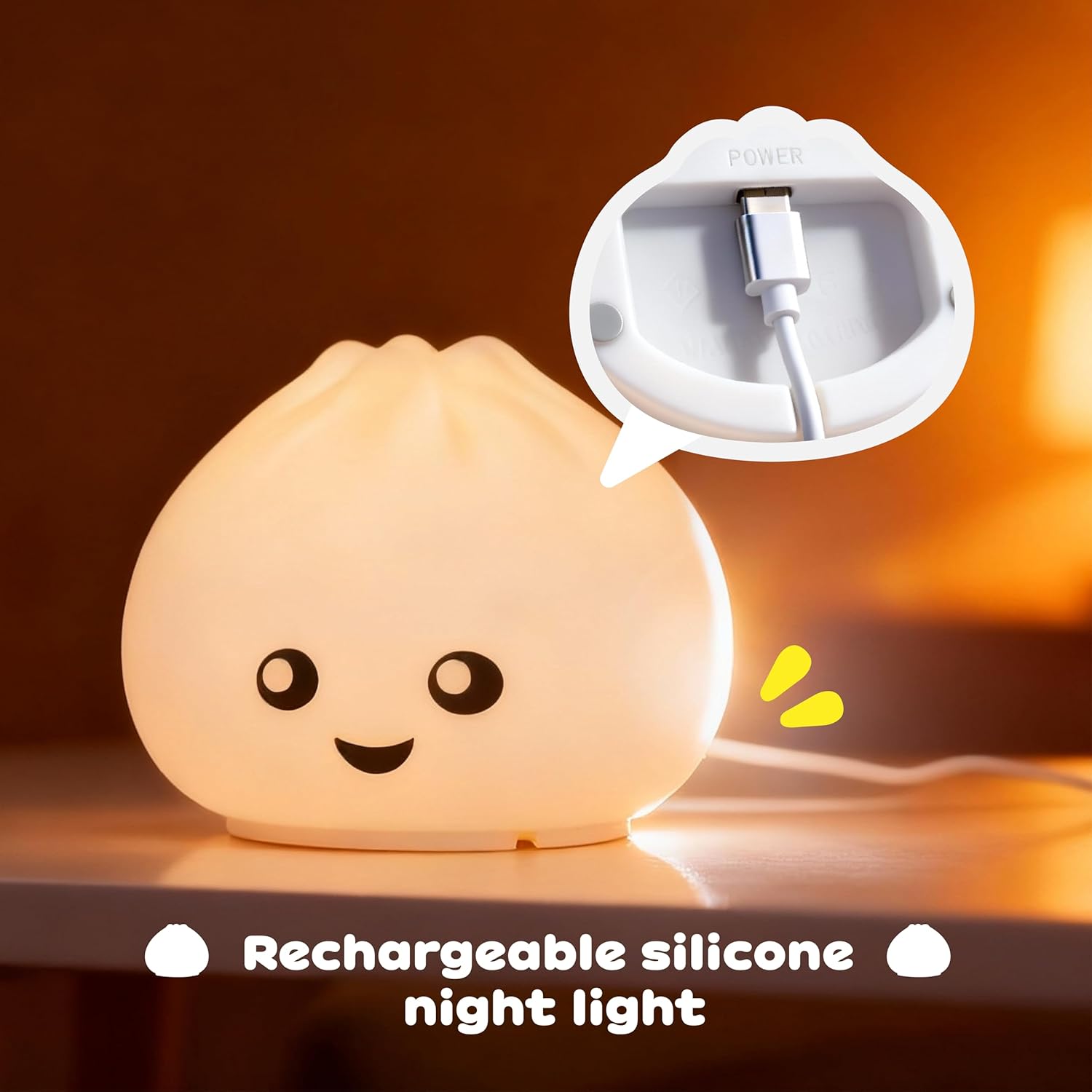 Dumpling Squishy Night Light, Rechargeable 16 Color Changing LED Night Light, Portable Soft Silicone Touch Lamp for Nursery, Kids Room, Ideal Gifts for Girls Boys