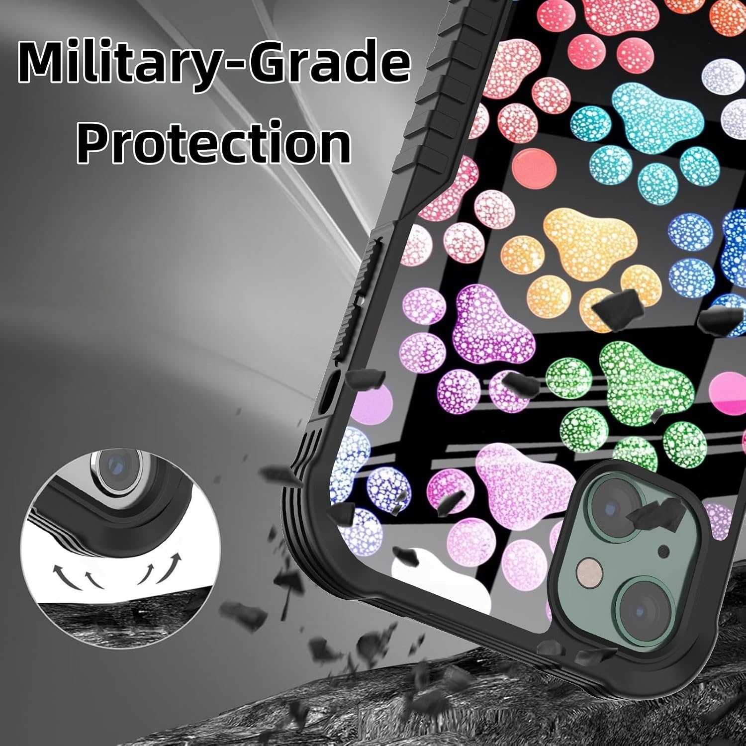 Protective Case Compatible with iPhone 13/14 - Colorful Dog Paw image 4