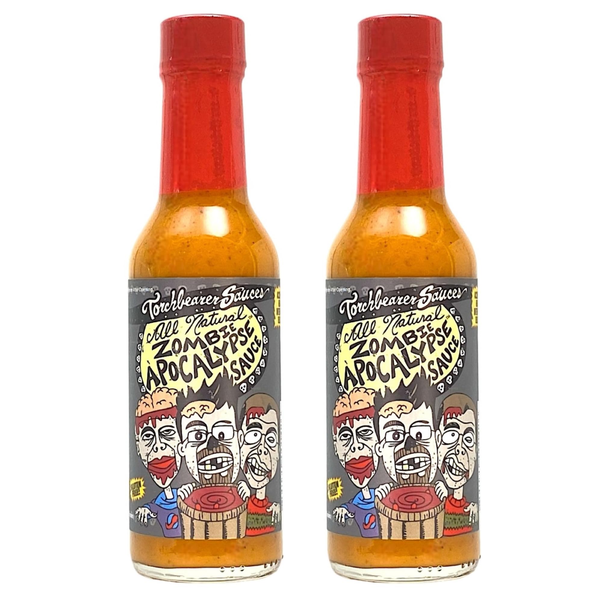 Zombie Apocalypse Ghost Chili Hot Sauce, 5oz (2 Pack) Ghost Pepper & Habanero Hot Sauce, Heat Level 8 - Featured on Hot Ones - Almost Sweet Yet Terrifying - All Natural, Extract-Free, Made in USA