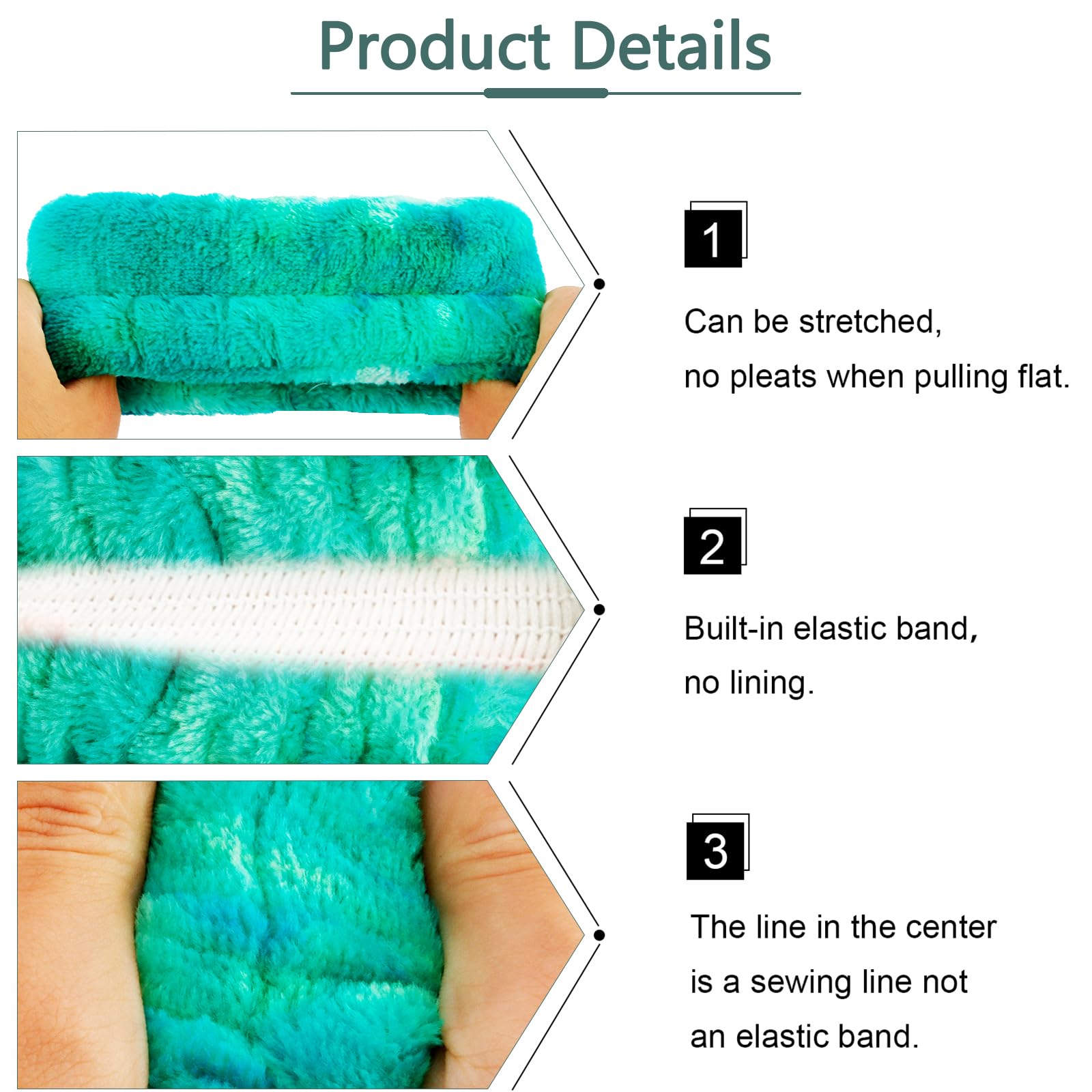 VELSCRUN Fascia per capelli da spa, per il lavaggio del viso e la cura della pelle, 6 pezzi, verde colorato, papillon in spugna per prepararsi, set di braccialetti per il viso, roba per ragazze e