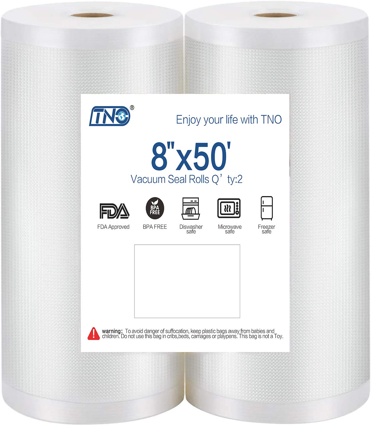 Buy TNO Vacuum Sealer Bags, Sous Vide Roll, Large 8" x 50', Commercial