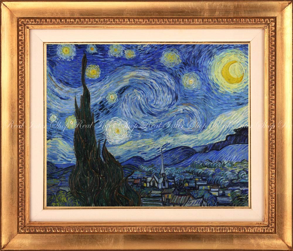 特別価格❗️ゴッホ風背景シリーズ　手作り額付き作品「新星ニャンコ」 特別価格❗️ゴッホ風背景シリーズ 手作り額付き作品「新星