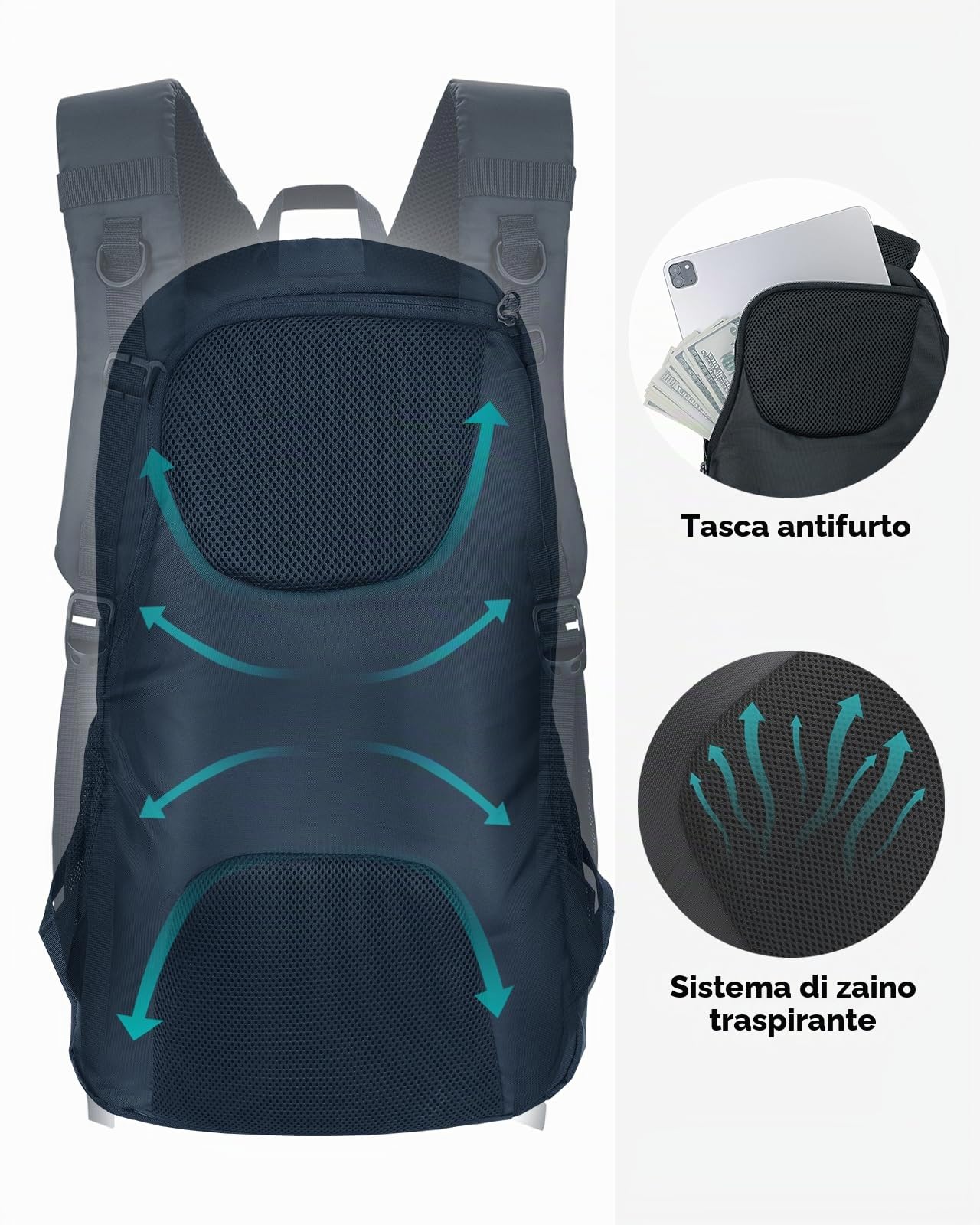 Waterfly Zaino Escursionismo Donna Uomo: 30 Litri Zaino Montagna per Sport Viaggio Campeggio Trekking