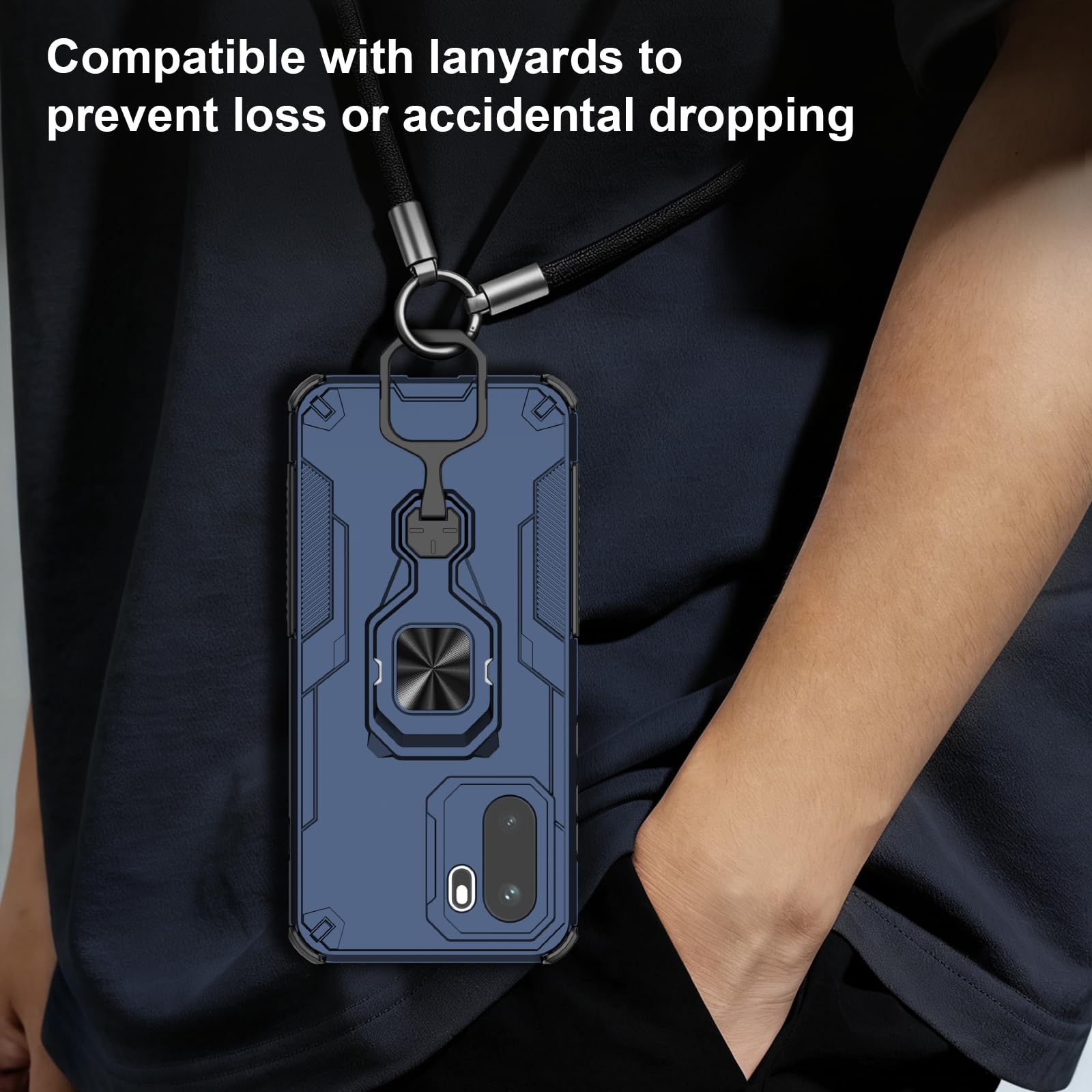 Funda para CMF Phone 2 Pro, Carcasa Antigolpes con Soporte anular metálico, Case Protectora de Grado Militar, Negro — view 919