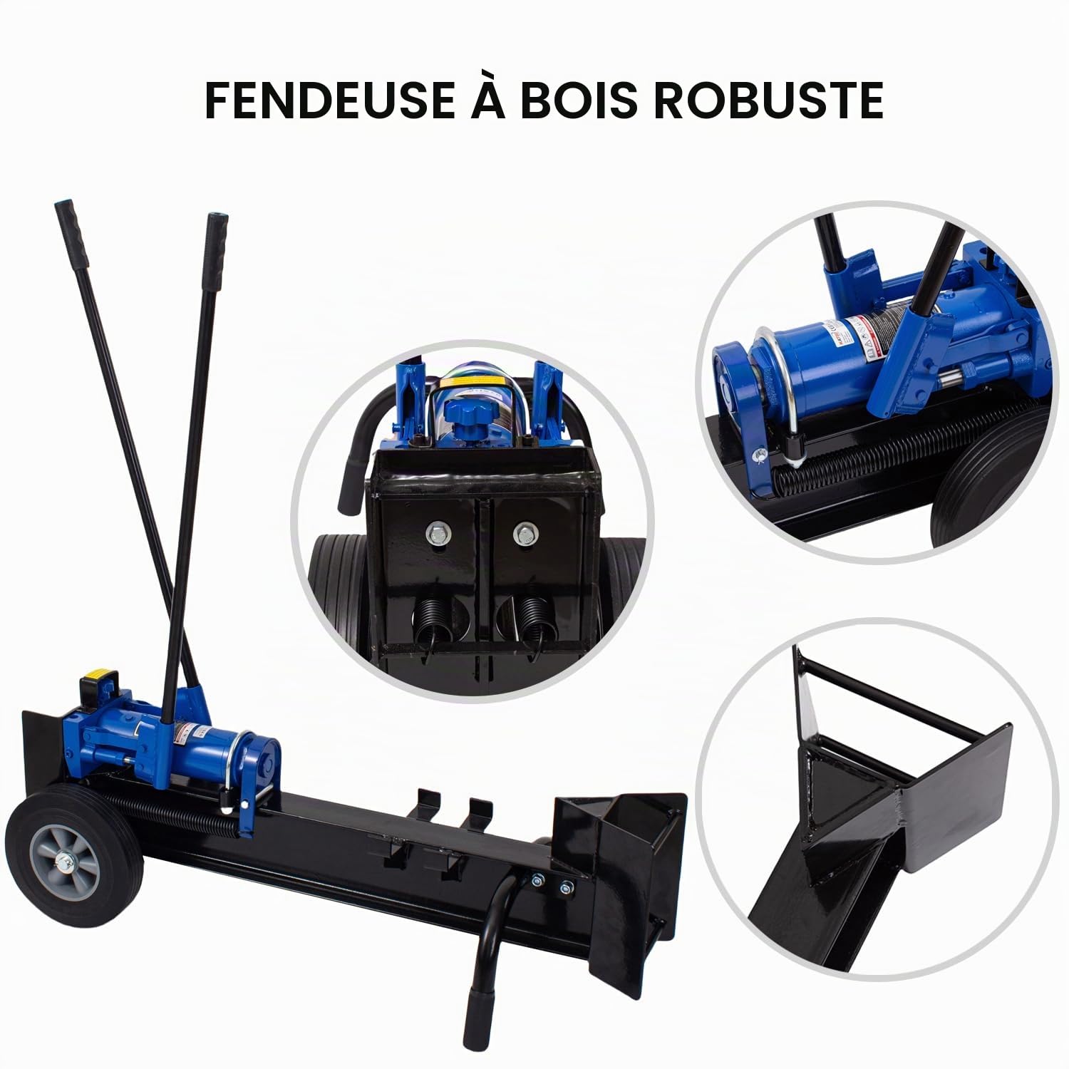 KATSU Fendeuse de bûches hydraulique manuelle de 12 tonnes avec roues Fendeuse de bois robuste Machine de fendage de bois de chauffage 331251
