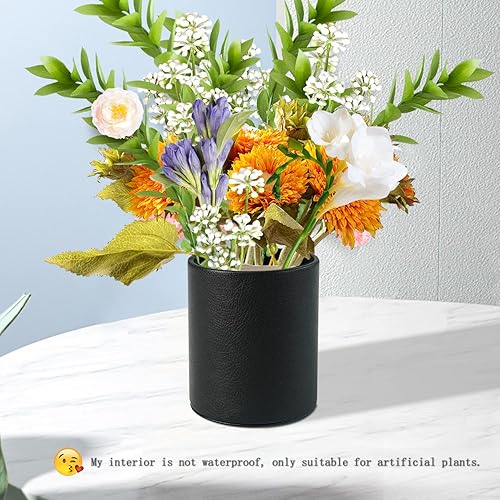 Miniatura 6 de PU Leather Pencil Pen Holder Cup Stand,Desk Accessories Holder,Makeup Brush Storage Organizer,Desktop Stationery Organizer for Office School Home