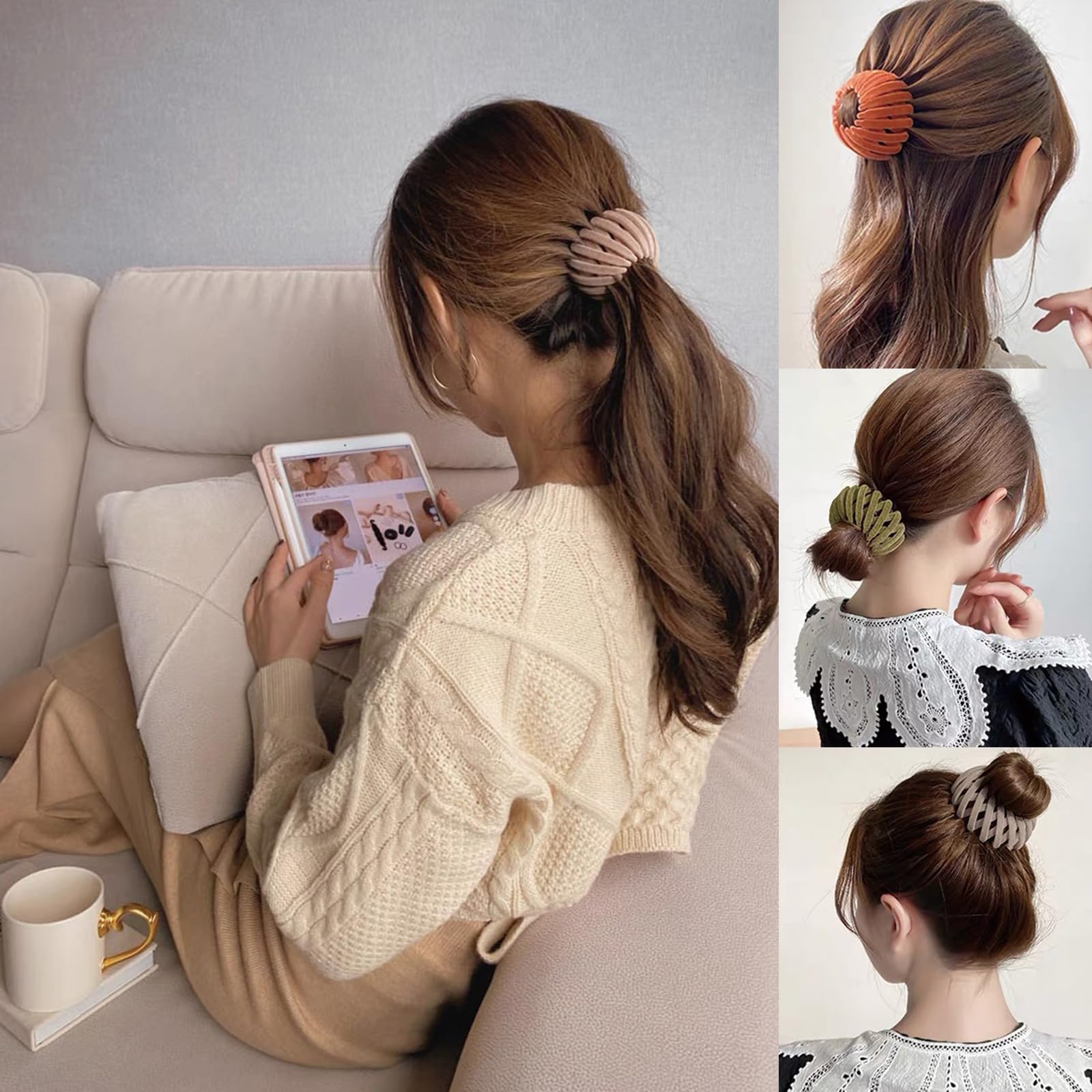 Aweoisa 7PCS Women's Hair Accessories, Bird Nest Magic Hair Clip with Hair Bun Clips