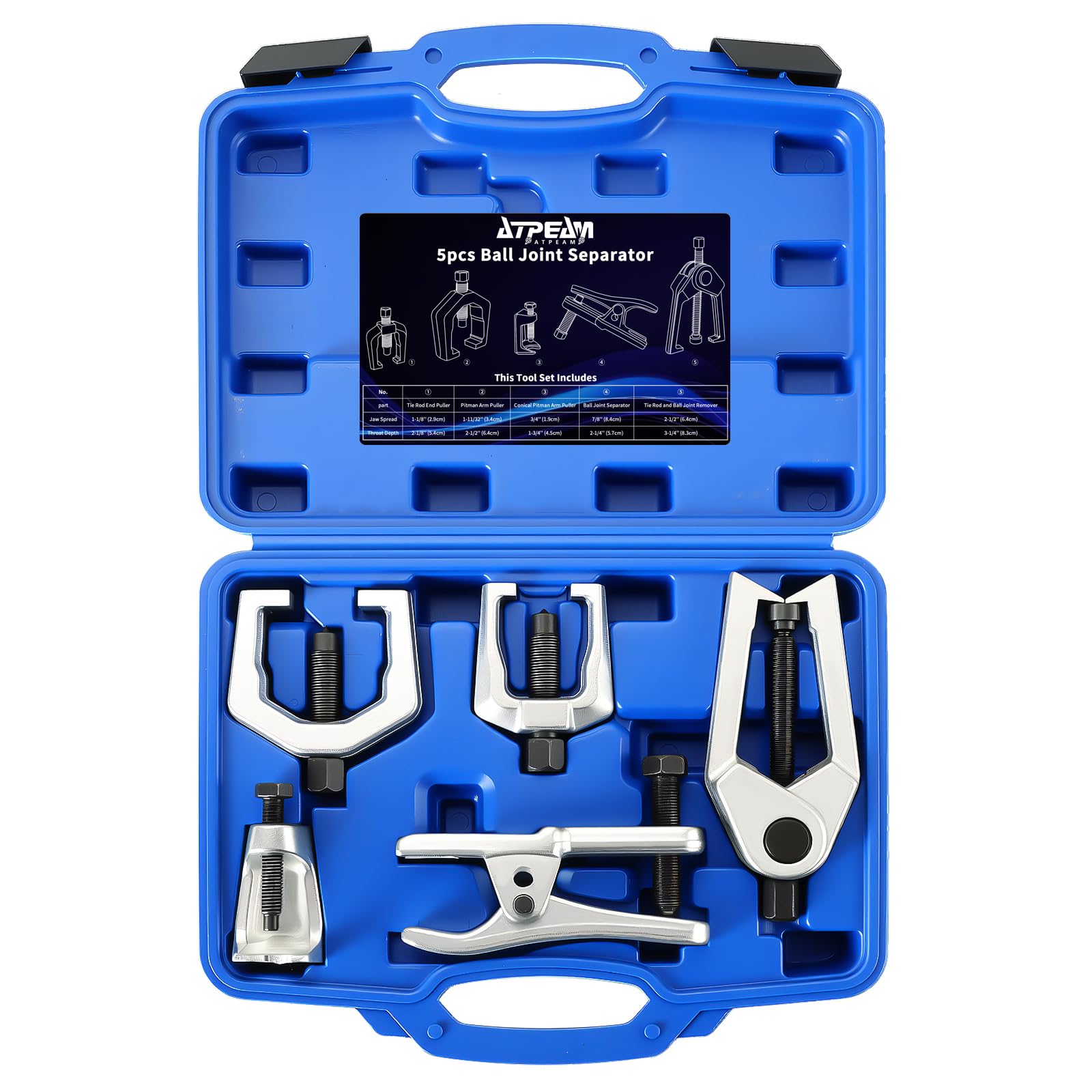 ATPEAM Juego de 5 Piezas Extractor de Rótulas para Coche, Herramienta Universal para Extraer Rótulas de Suspensión, Extractor de Rótulas para Automóviles y Camiones