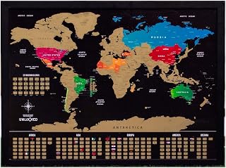 Mapa Mundi de Raspar 88x66 cm Unlocked | Com moldura | Scratch off Brazil Map | Mapa Raspadinha
