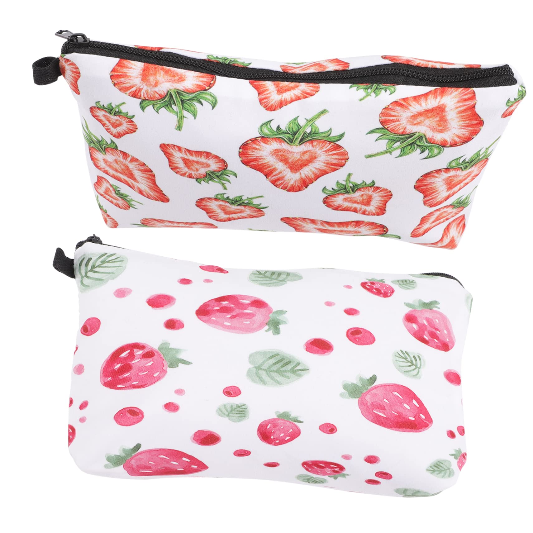 Beaupretty Lot De 5 Trousses De Maquillage pour Filles avec Rouleau De Pinceaux Motif Fraise Tendance Fermeture Éclair Trousse De Toilette 2 Pièces X 5