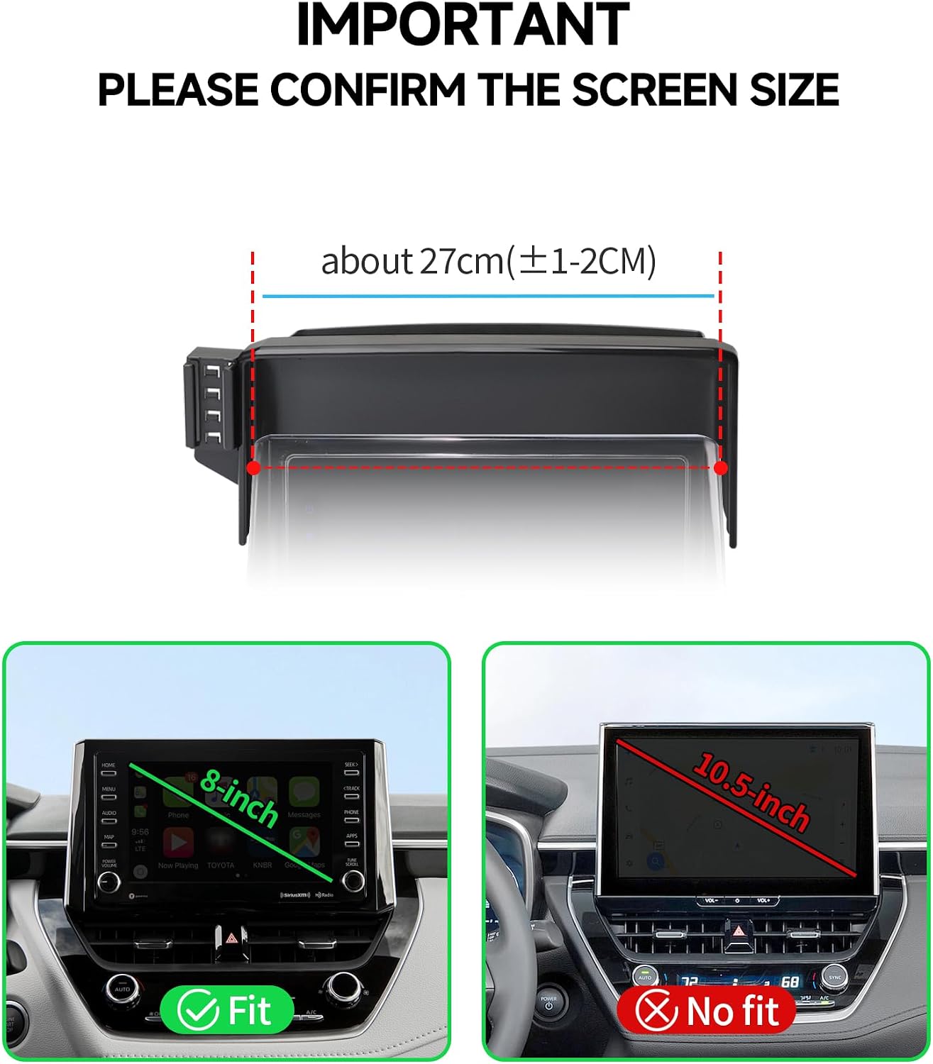 Magnetic & Clamp 2-in-1 Car Phone Holder for 2020-2026 Toyota Corolla / 2022-2026 Corolla Cross, 8-Inch Screen, MagSafe Compatible Rotatable Dual-Sided, Hands-Free Phone Mount for iPhone Android