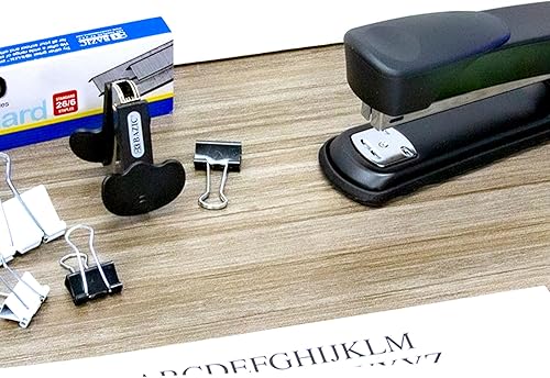 Miniatura 6 de BAZIC - Engrapadora de escritorio y removedor de grapas y 1250 grapas, grapadoras de tira completa de metal resistente estándar (266), removedor de