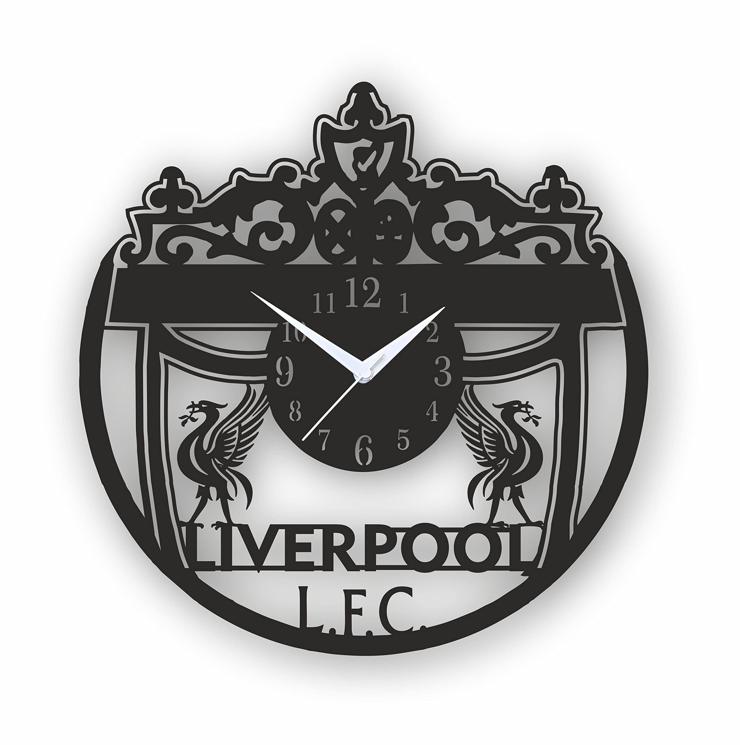 Startle GiftingsStartle Giftings Merchandise Gifts - Liverpool Designer Football MDF Stylish Wooden Wall Clock for Living Room, Bedroom, Hall, Kitchen or Offices | Black | 12 * 12 Inch | YNWA