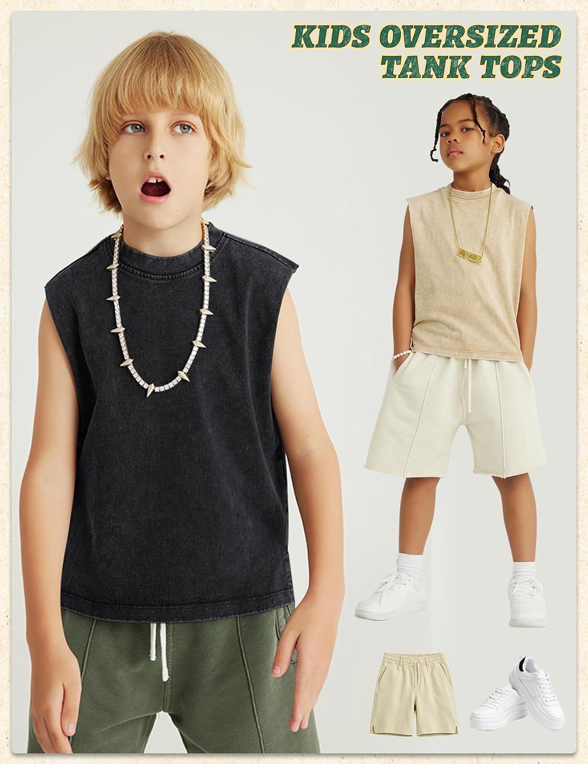 Arssm 3 Pack Boys Tank Tops Kid Athletic Sleeveless Acid Wash T-Shirt