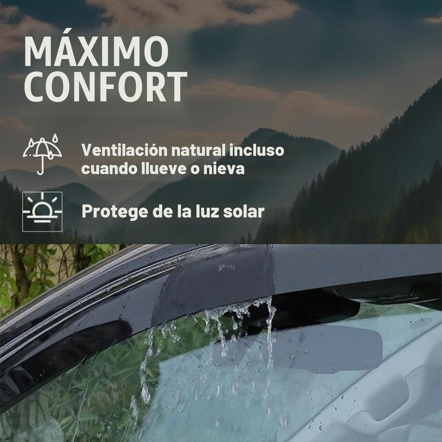 Juego de 2 Deflectores Ventanilla Delantera Coche Compatibles con Dacia Duster II (Modelos 2018-2023) 2 Uds | Color Ahumado Oscuro | Fabricado en Plexiglas PMMA