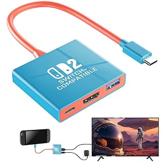 Auarte Switch 2 Dock for Nintendo Switch 2(2025) or 1/OLED/Steam Deck,Portable TV Docking Station,Travel Adapter,USB-C to HDMI Output Supports 4K/1080P - Amazon product rated Grade B