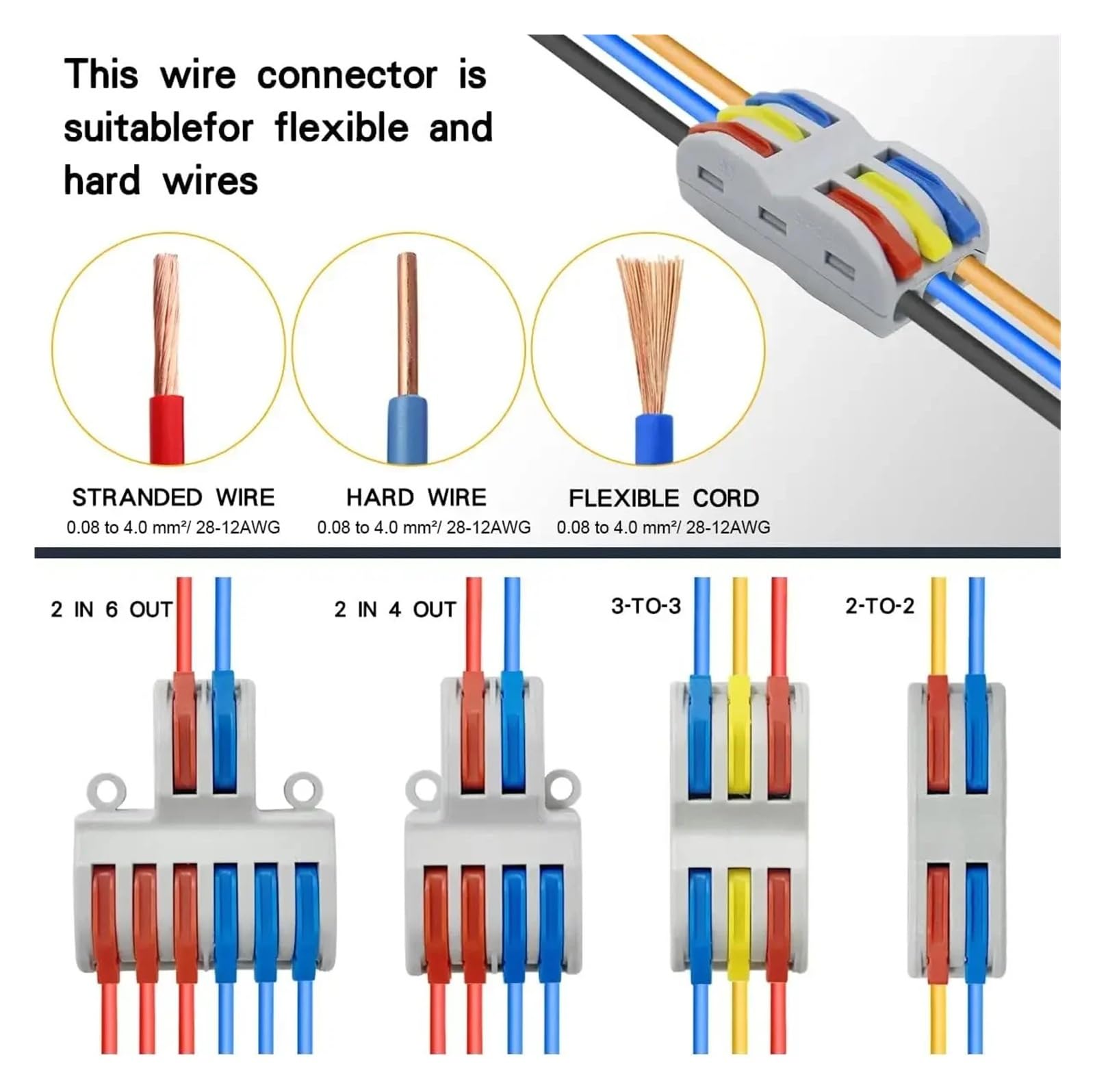Kit de empalme bloque terminales conector cable a presión | Juego De Conector De Cable Y Bloque De Terminales De Inserción Rápida, Diseño De Empalme(SPL-3(PCT-223) Color,50 PCS)