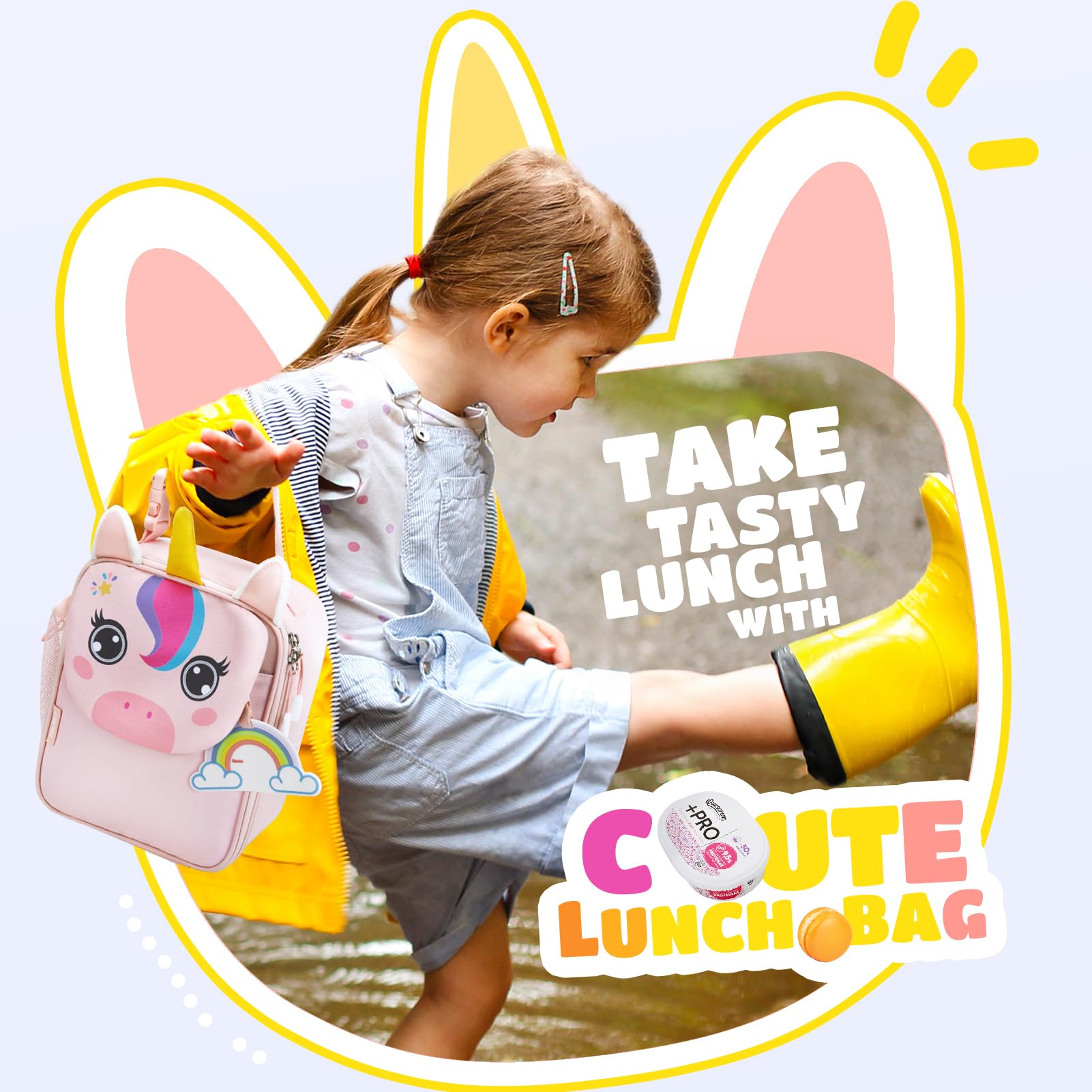 TOURIT Kids Lunch Box Insulated Lunch Bag for Kids with Water Bottle Holder, Water-resistant Lightweight Lunch Tote Bag for Boys Girls to School, Picnics,Unicorn