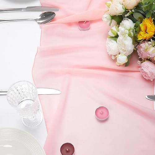 Miniatura 5 de Paquete de 12 caminos de mesa de gasa de 14 x 108 pulgadas de largo, 9 pies de largo, para fiestas, románticas, bodas, despedidas de soltera,